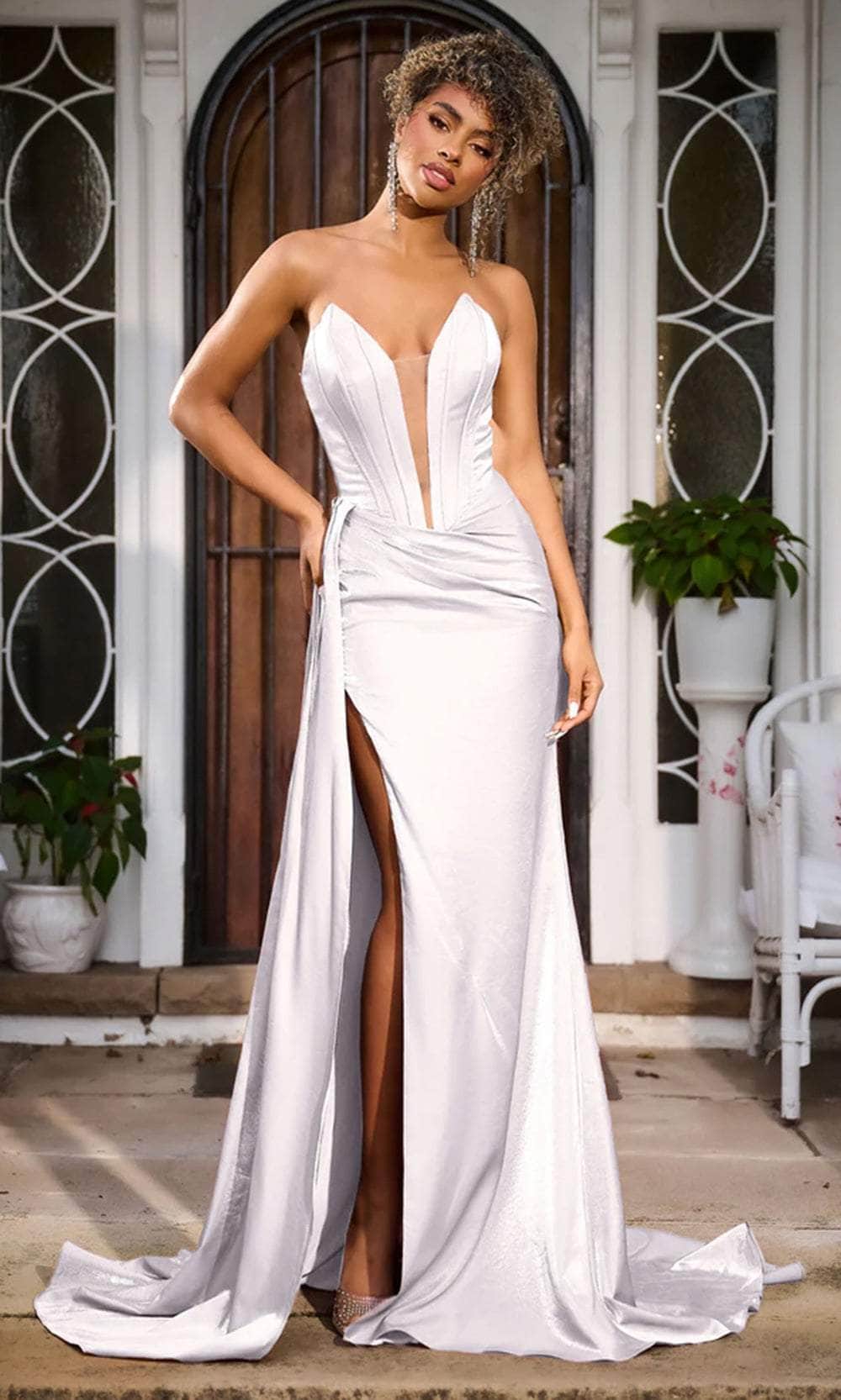 Portia & Scarlett PS24634E - V-Neck Corset Evening Dress