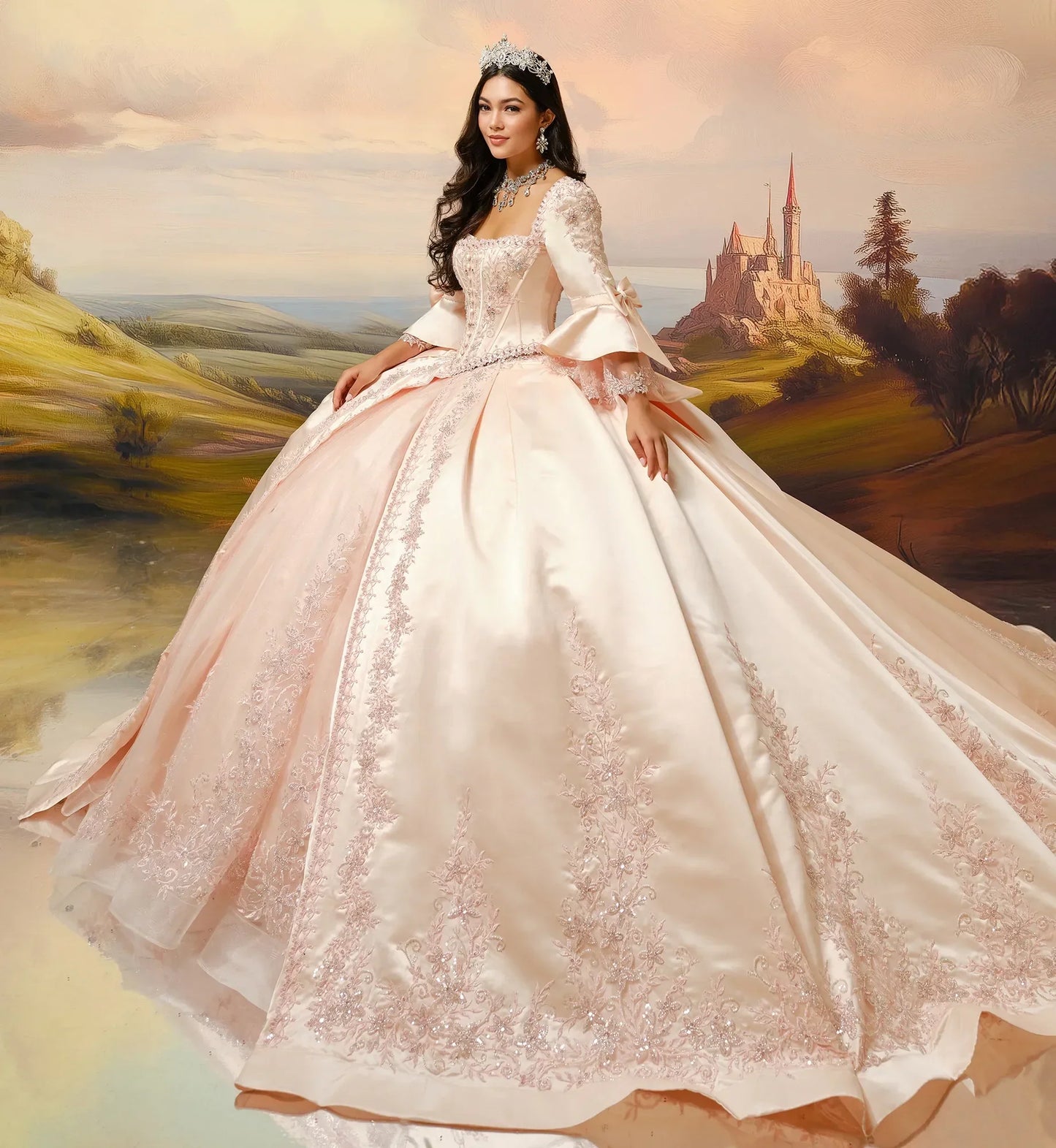 Princesa by Ariana Vara PR30210 - Regal Satin Ballgown with Corset Jacket