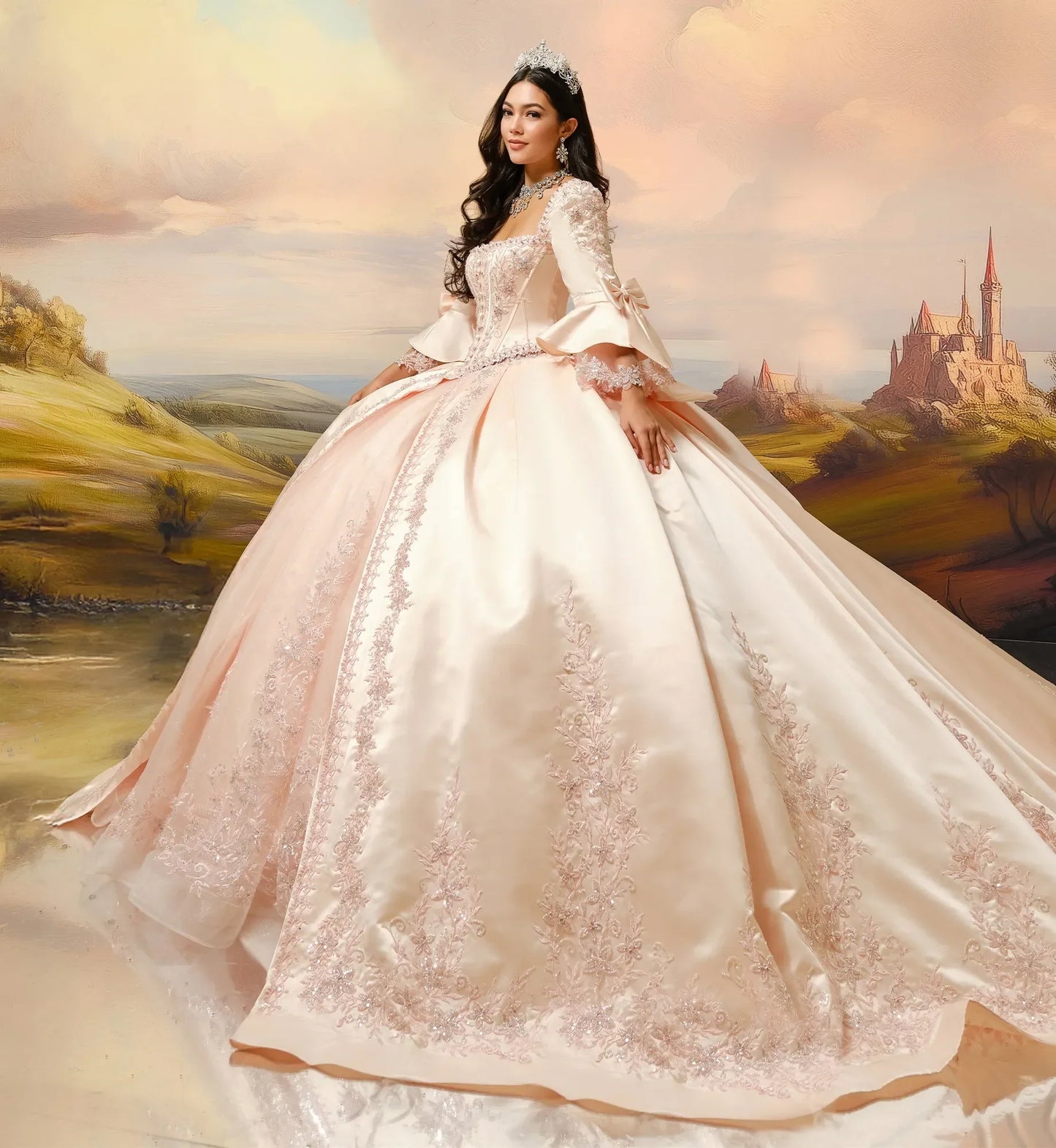 Princesa by Ariana Vara PR30210 - Regal Satin Ballgown with Corset Jacket