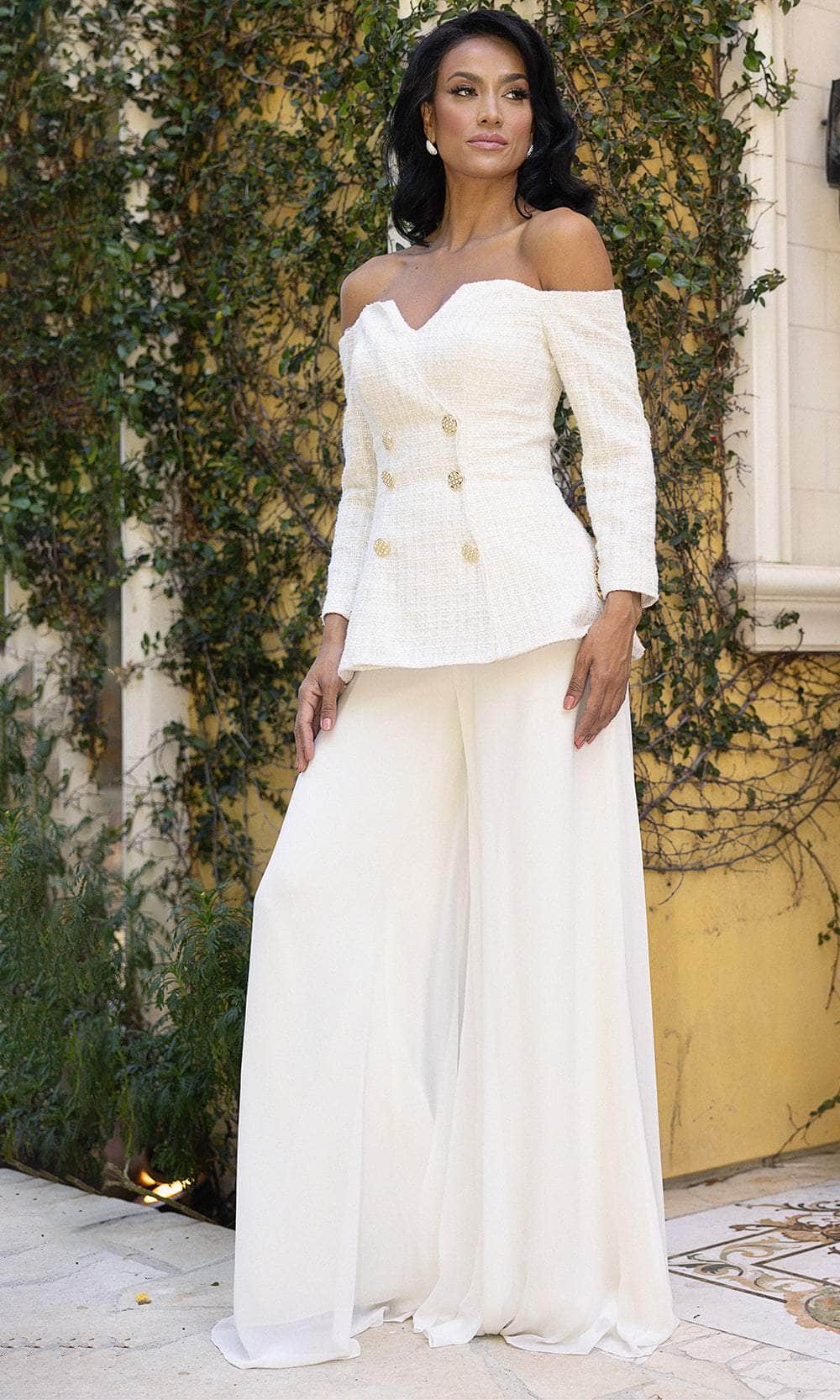 Terani Couture 242E3185 - Long Sleeve Lace Pantsuit