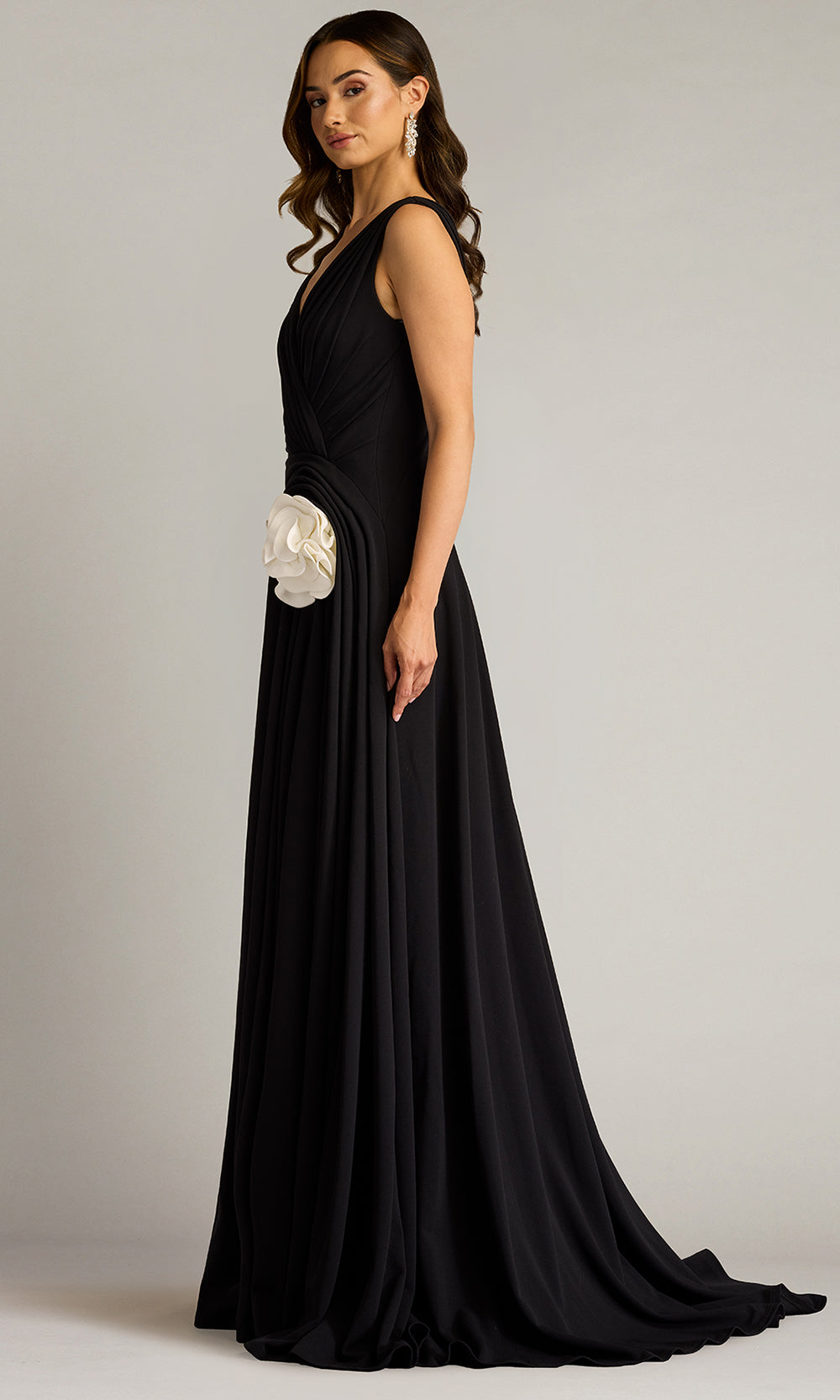 Tadashi Shoji BOS25177L - Port Pleated Crepe A-line Evening Gown