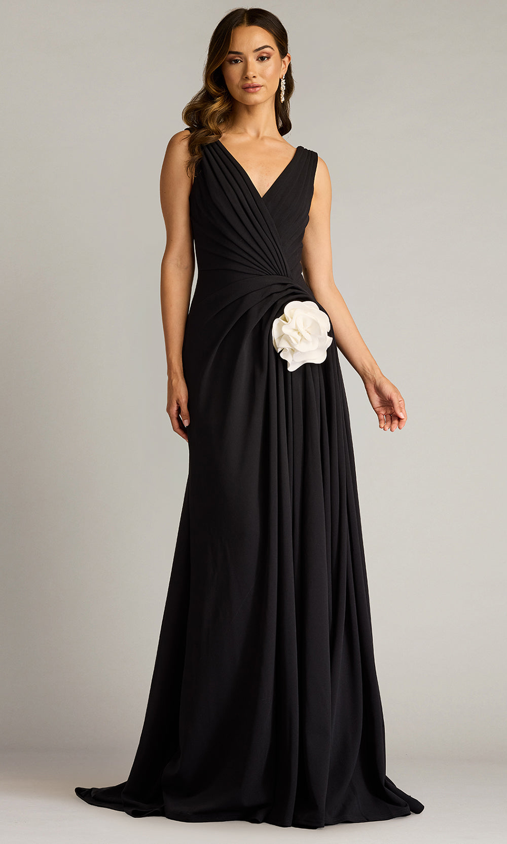 Tadashi Shoji BOS25177L - Port Pleated Crepe A-line Evening Gown