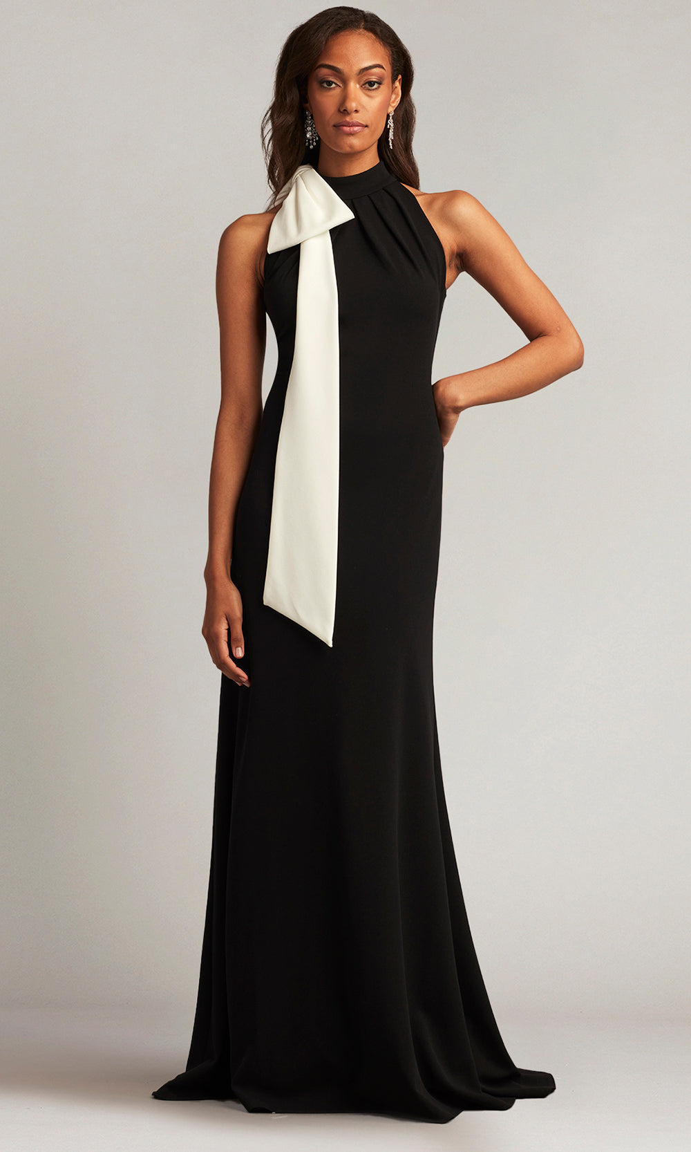 Tadashi Shoji BOS23521L - Sims Shoulder Bow Halter Sheath Gown
