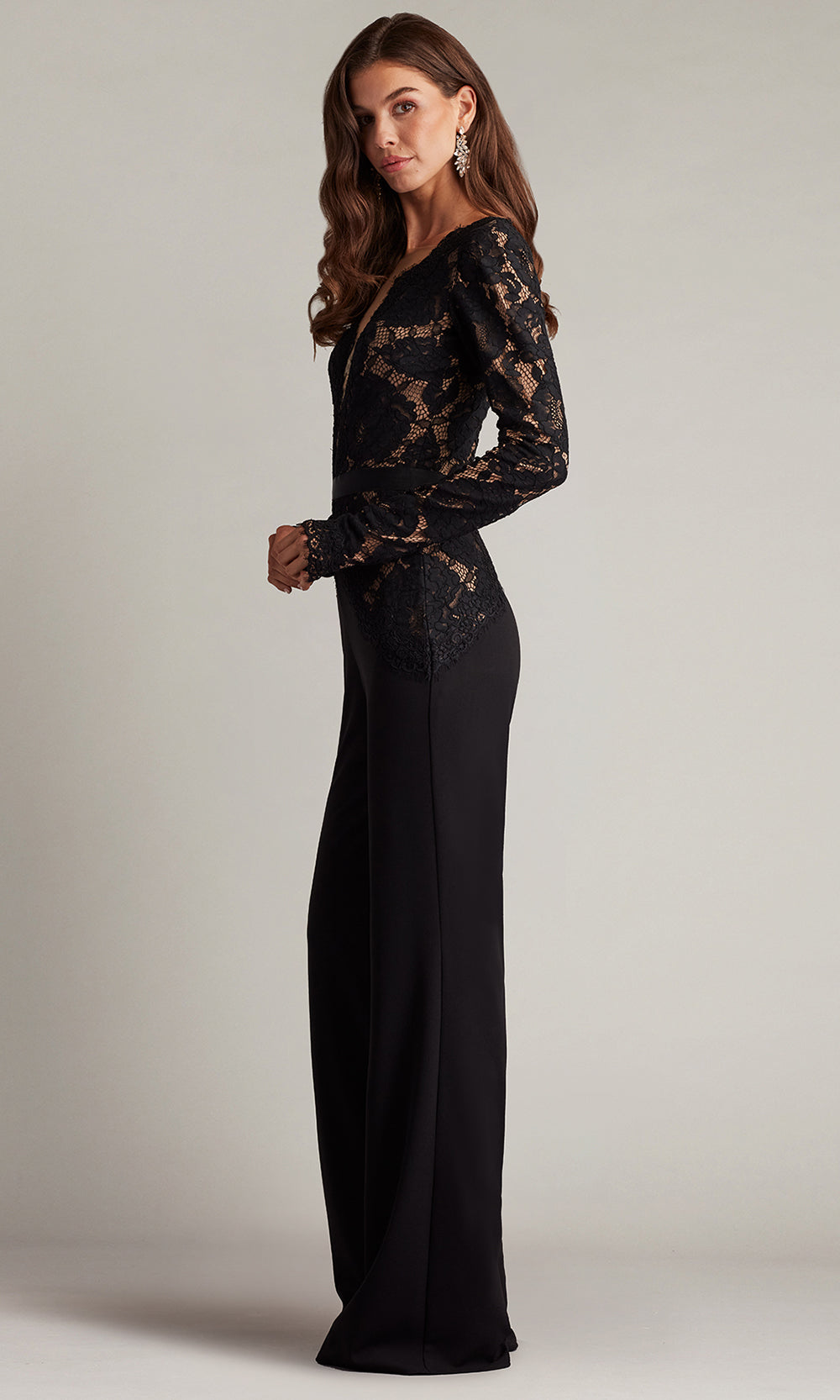 Tadashi Shoji AYV24197Y - Amaris Plunging Illusion Lace Formal Jumpsuit
