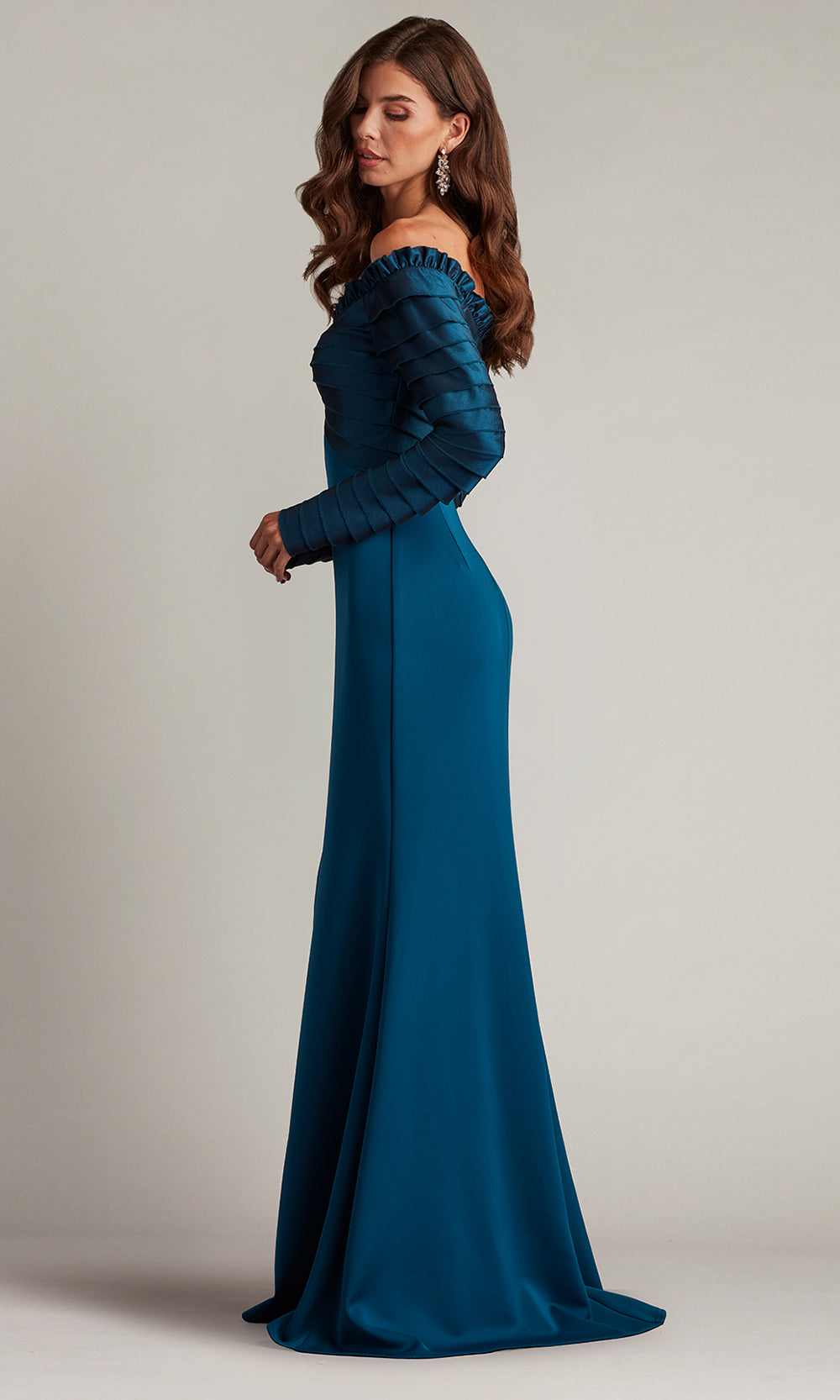 Tadashi Shoji BOS23517L - Neena Taffeta Banded Off Shoulder Gown