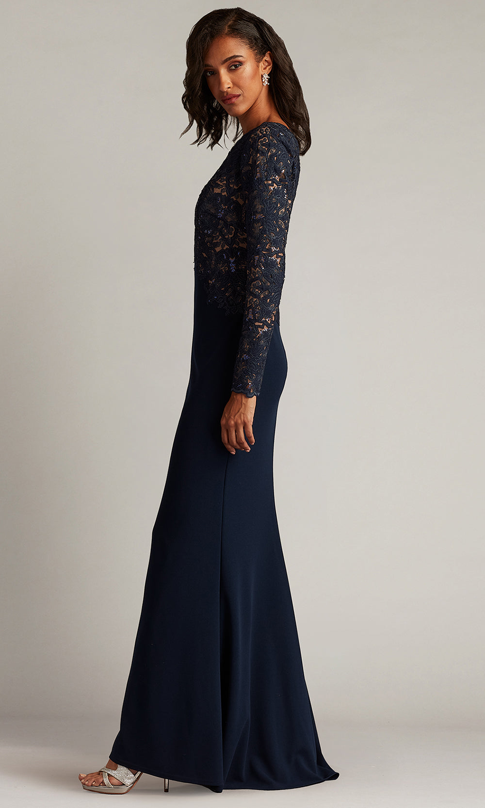 Tadashi Shoji CHK25159L - Long Sleeve Lafayette Embroidered Bodice Gown