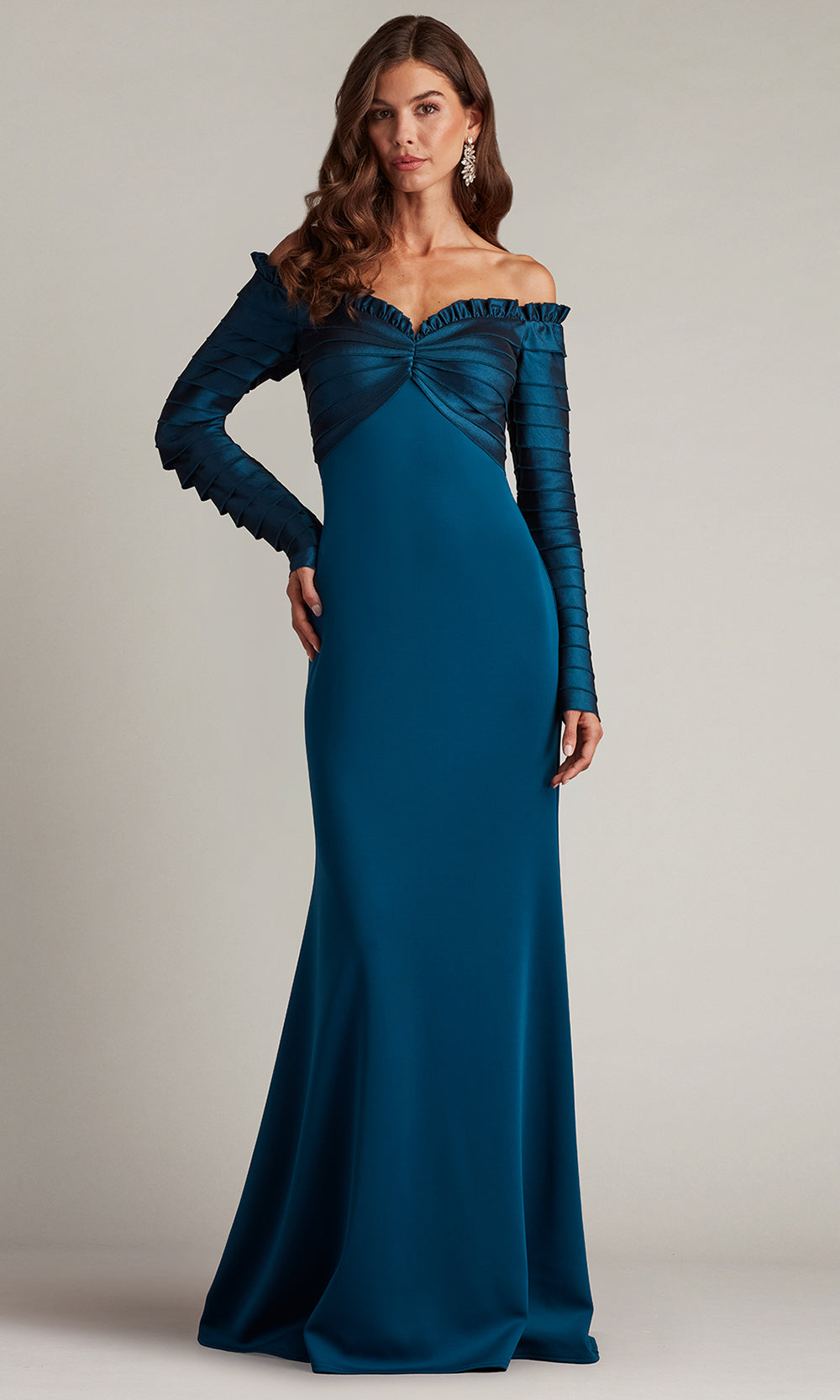 Tadashi Shoji BOS23517L - Neena Taffeta Banded Off Shoulder Gown