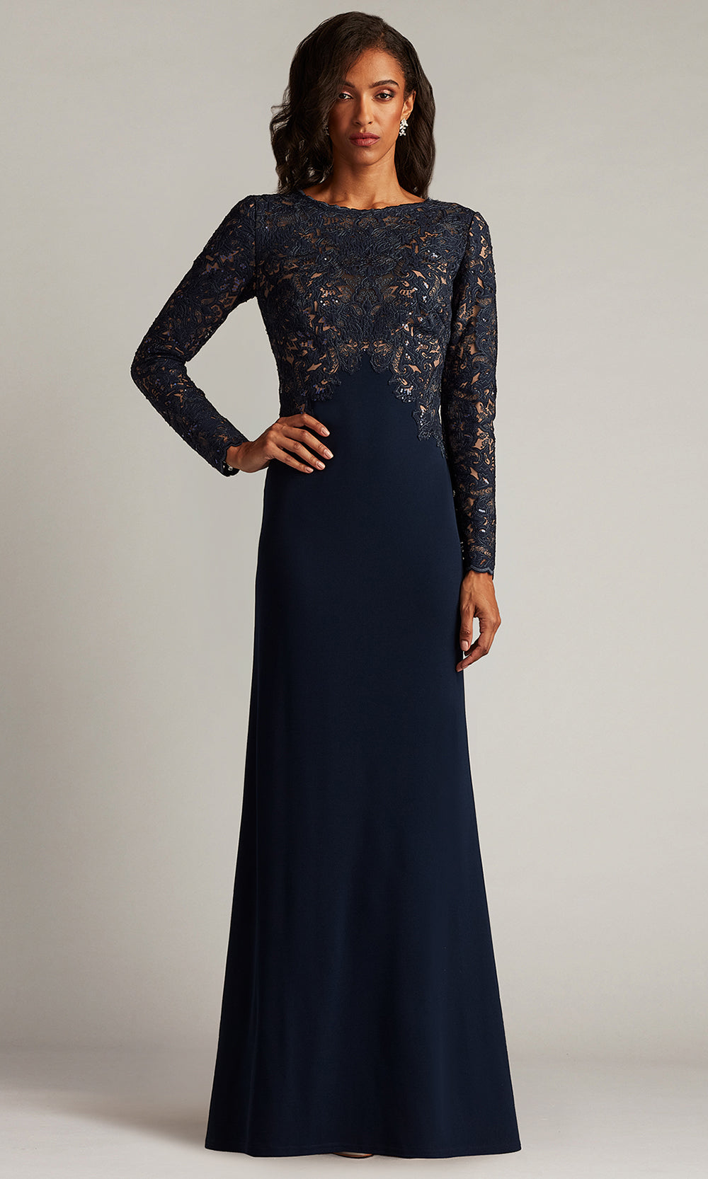 Tadashi Shoji CHK25159L - Long Sleeve Lafayette Embroidered Bodice Gown
