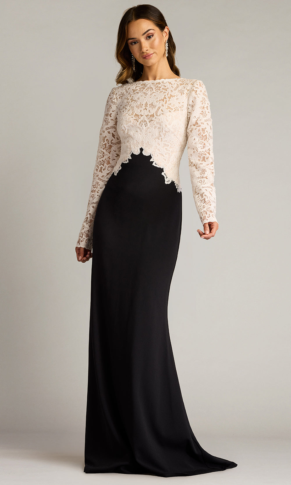 Tadashi Shoji CHK25159L - Long Sleeve Lafayette Embroidered Bodice Gown