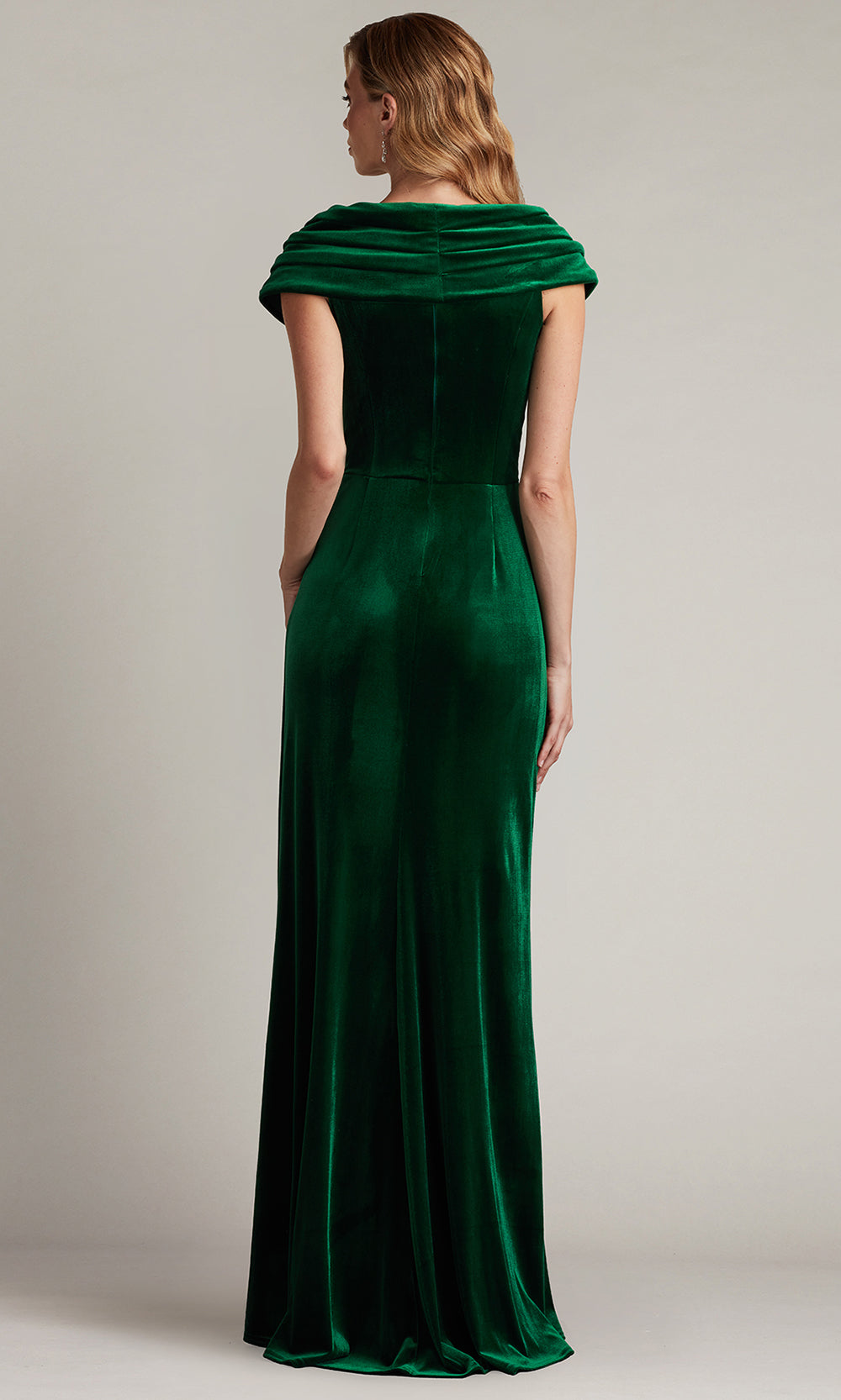 Tadashi Shoji BAL24740L - Alvarez Velvet Waterfall Drape Evening Gown
