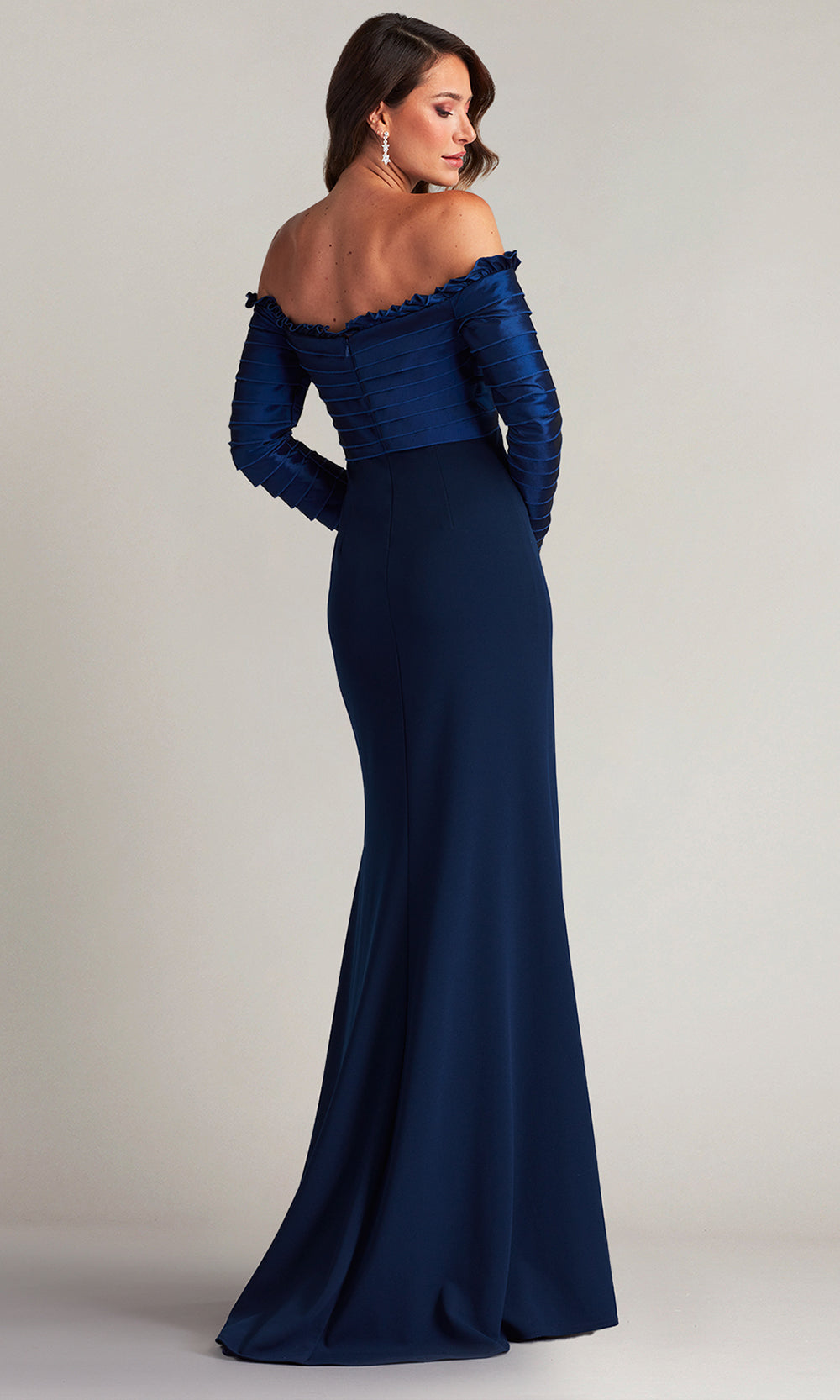 Tadashi Shoji BOS23517L - Neena Taffeta Banded Off Shoulder Gown