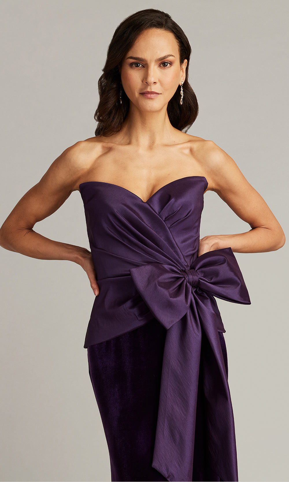Tadashi Shoji BAL24744L - Nimue Strapless Draped Bow Gown with Slit