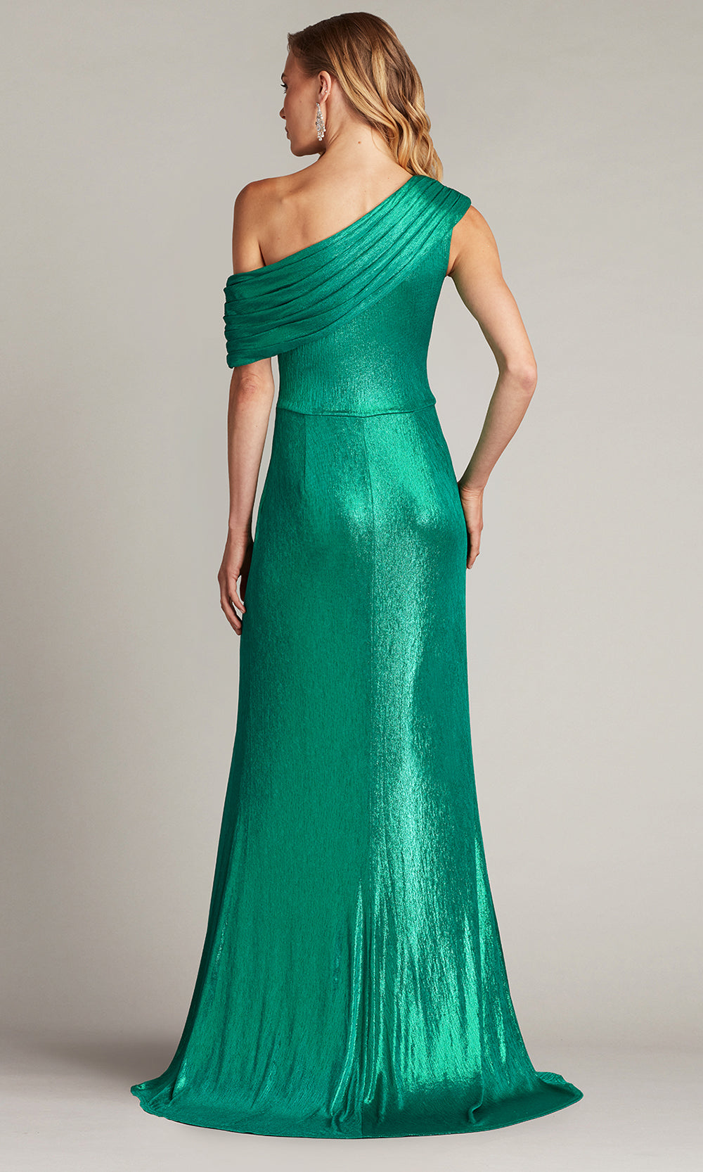 Tadashi Shoji BSJ25441L - Boise Metallic Waterfall Flounce Asymmetric Gown