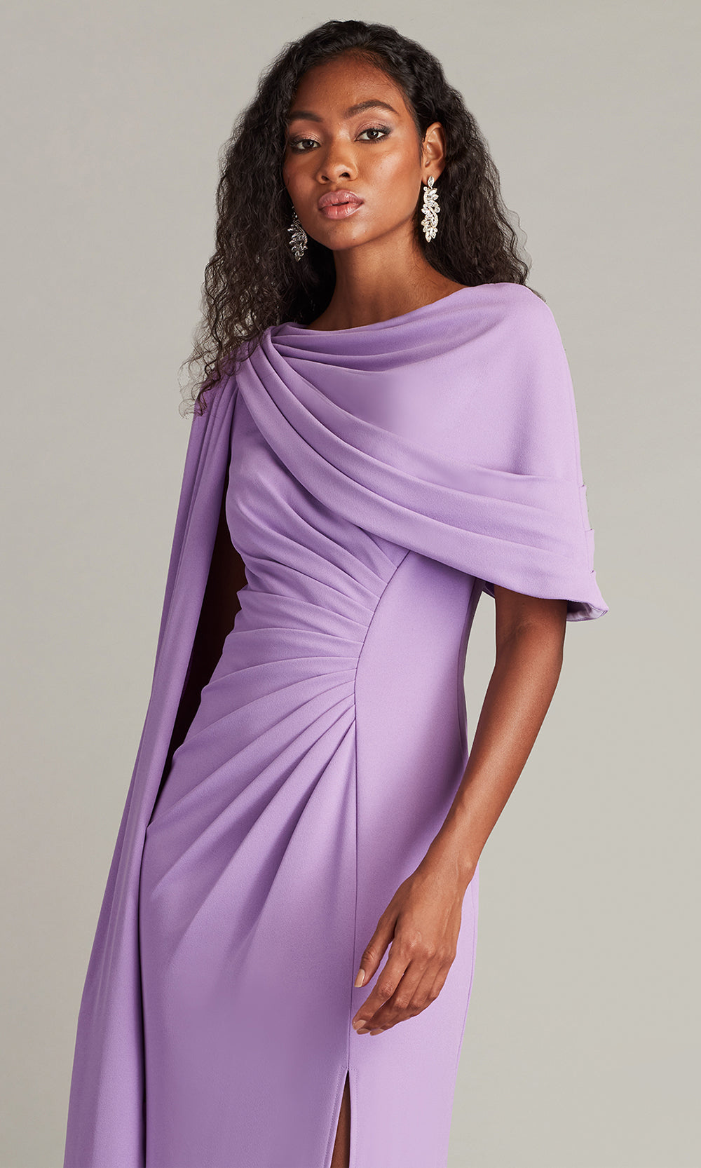 Tadashi Shoji BOS25345L - Acadia Shawl Draped Evening Gown