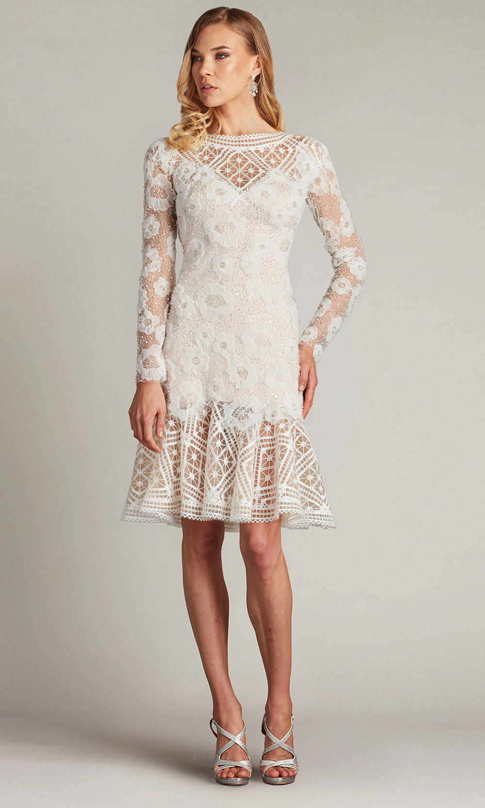 Tadashi Shoji CFE25400M - Bateau Neck Idly Embroidered Illusion Dress