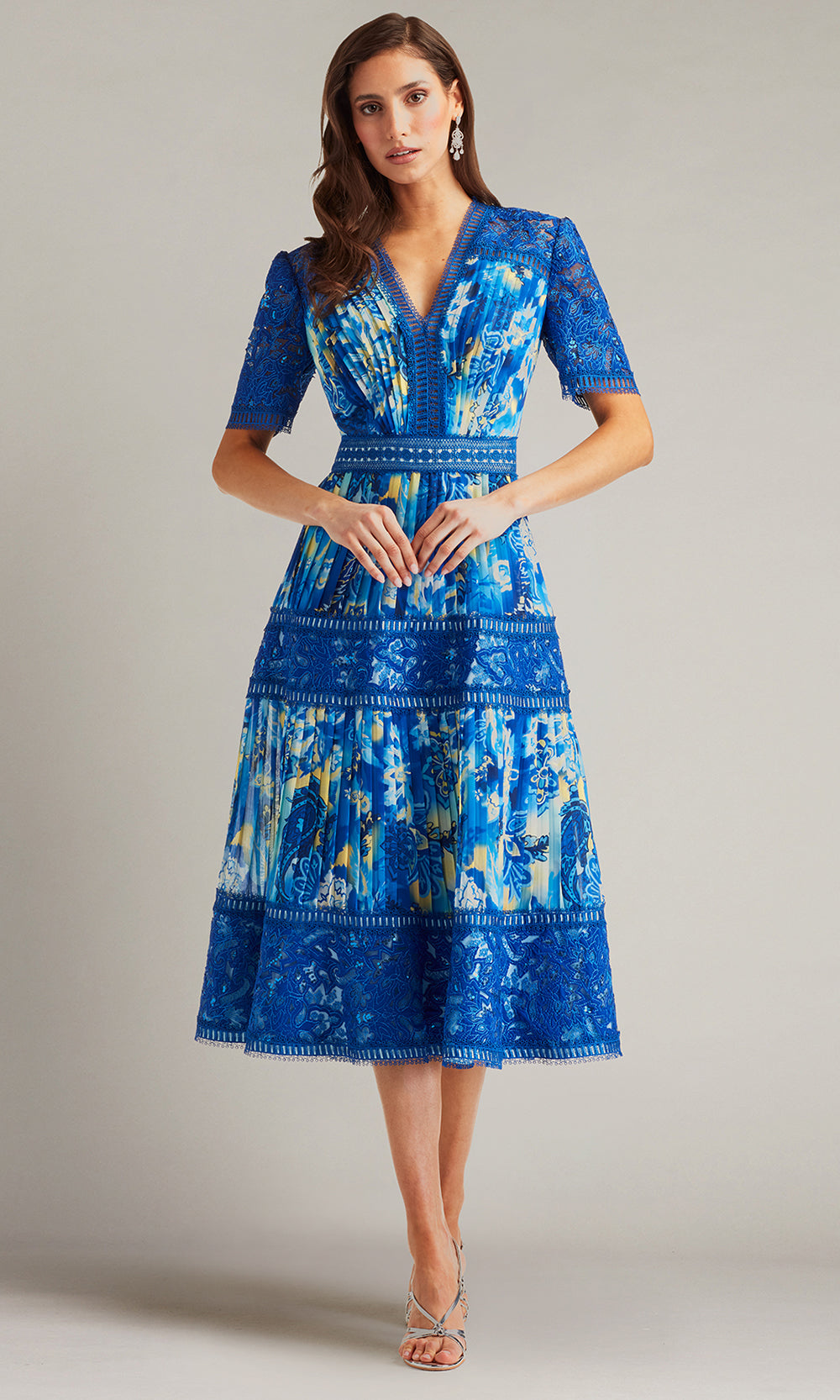 Tadashi Shoji CHQ25188MD - Elu Floral Print Midi A-line Dress