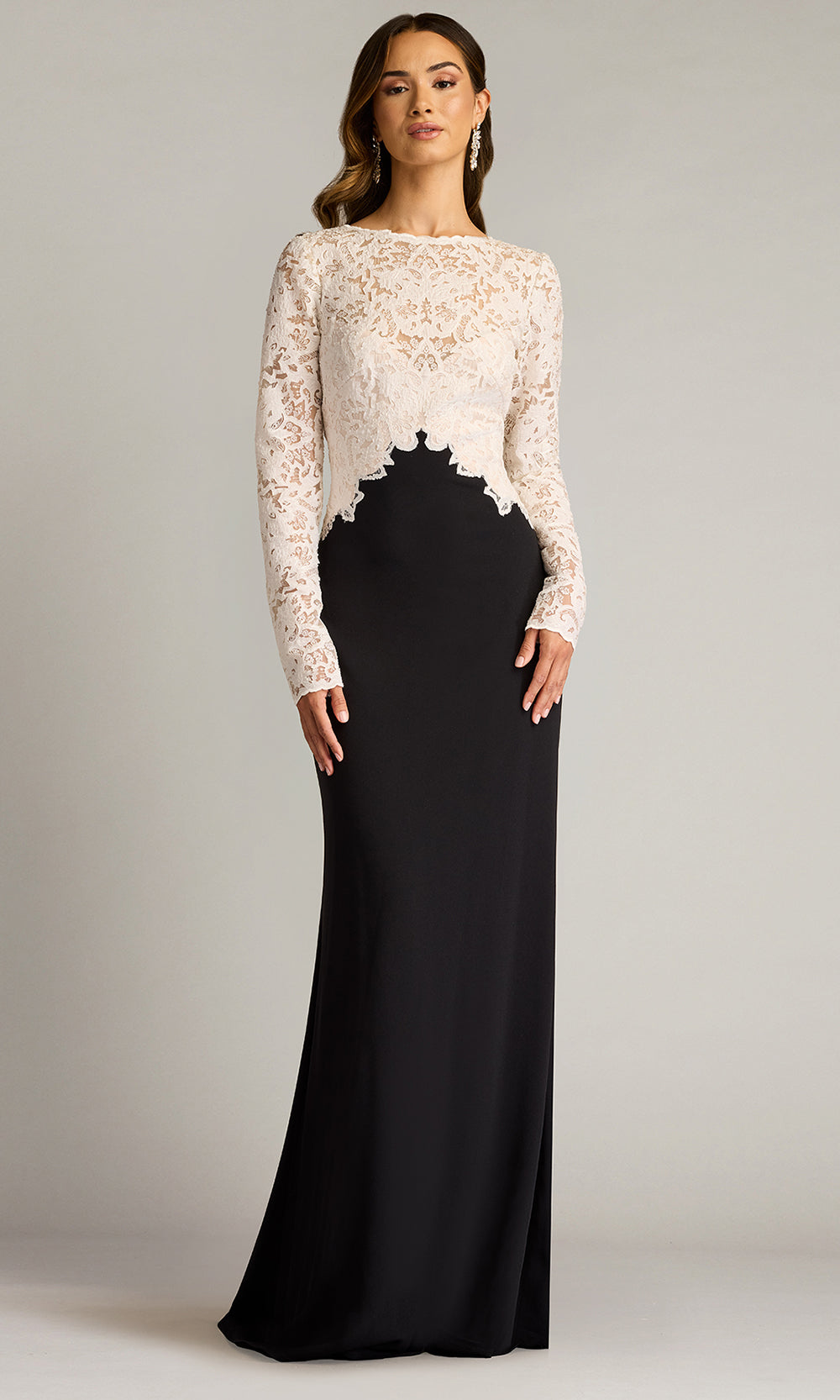 Tadashi Shoji CHK25159L - Long Sleeve Lafayette Embroidered Bodice Gown