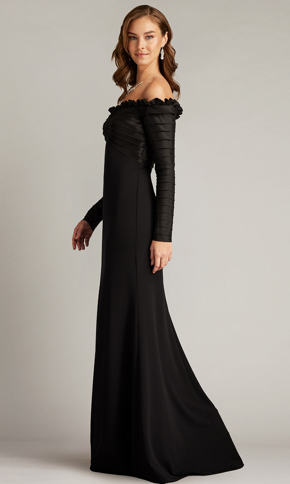 Tadashi Shoji BOS23517L - Neena Taffeta Banded Off Shoulder Gown