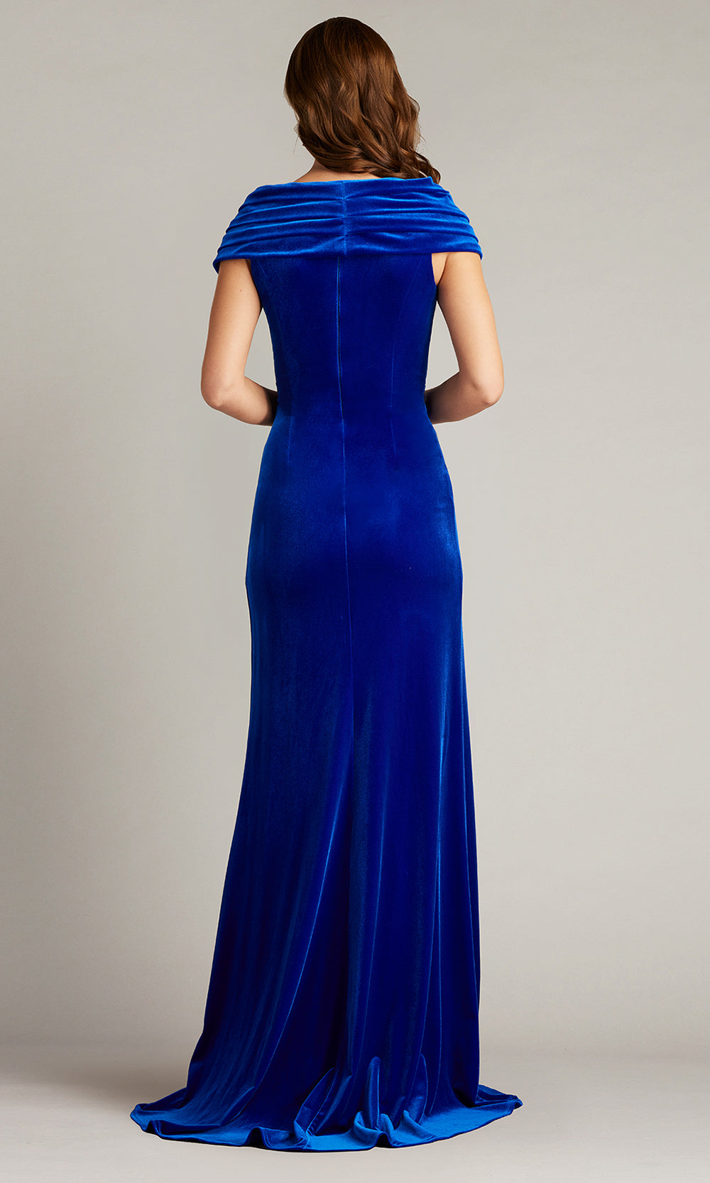 Tadashi Shoji BAL24740L - Alvarez Velvet Waterfall Drape Evening Gown