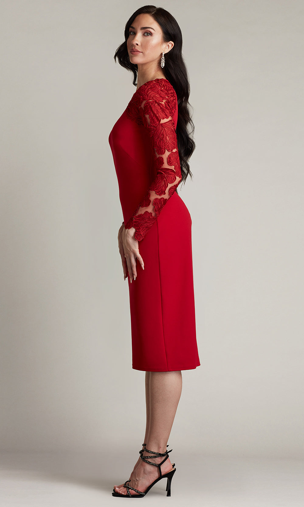 Tadashi Shoji CHG24909M - Fitted Emille Embroidered Illusion Cocktail Dress