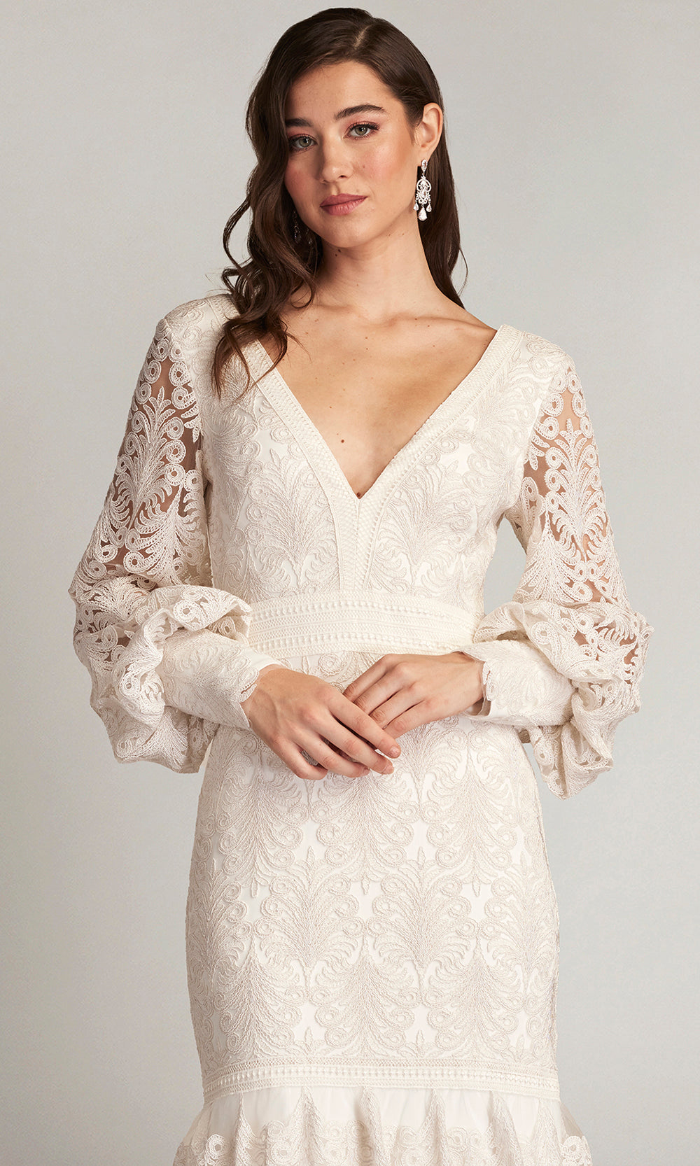 Tadashi Shoji CDY24268L - Bishop Sleeve Aponi Tiered Embroidered Gown