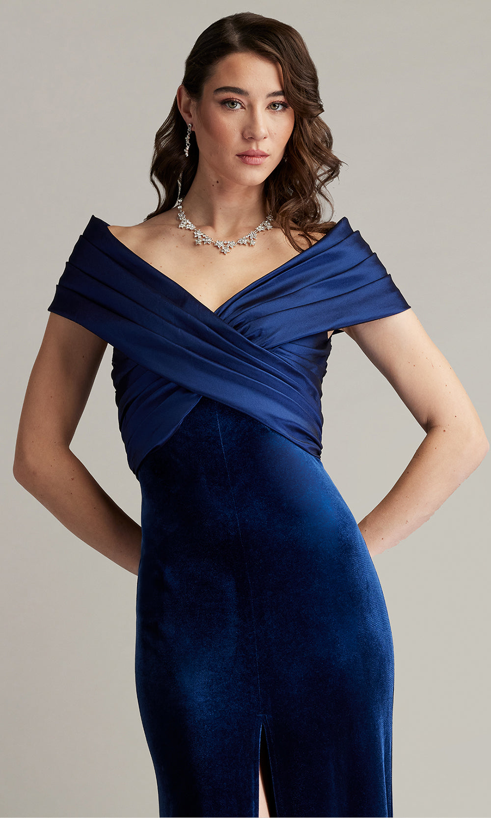 Tadashi Shoji BAL24730L - Baxter Portrait Collar Off Shoulder Gown