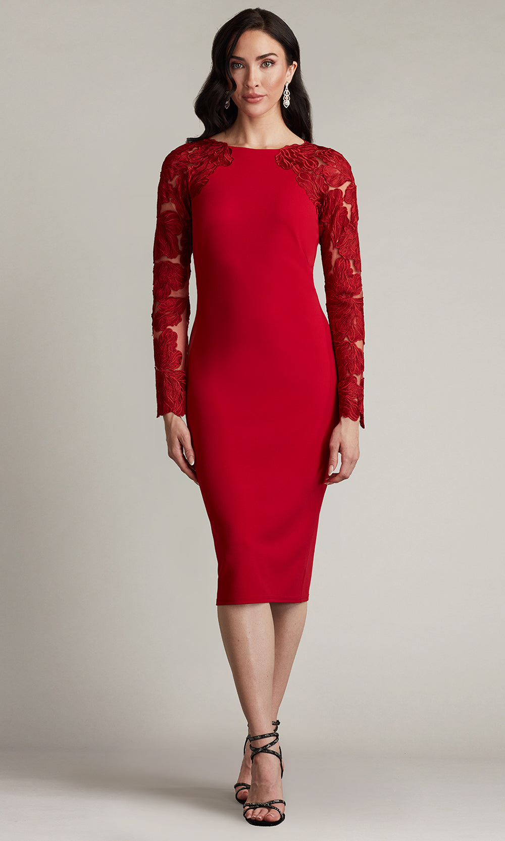 Tadashi Shoji CHG24909M - Fitted Emille Embroidered Illusion Cocktail Dress