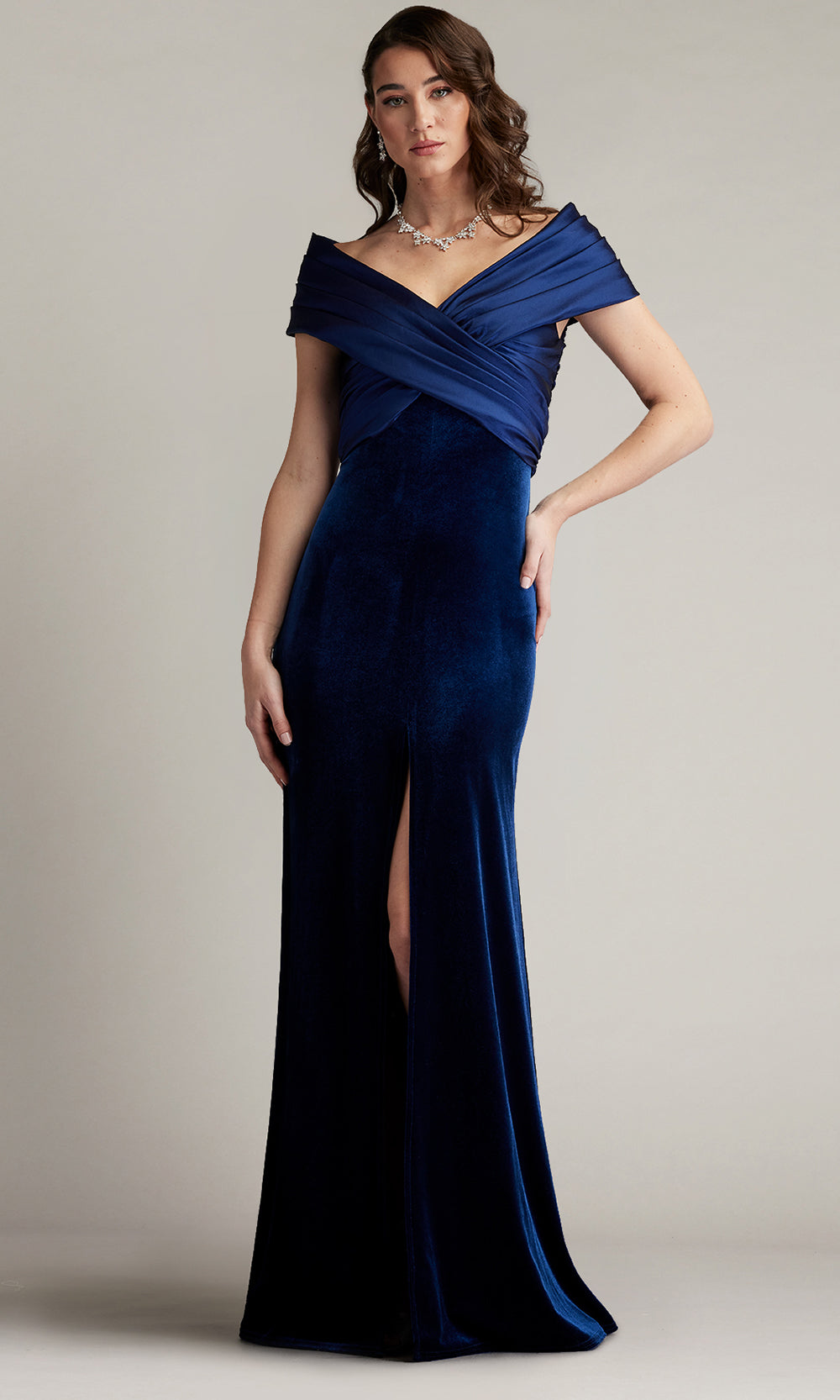 Tadashi Shoji BAL24730L - Baxter Portrait Collar Off Shoulder Gown