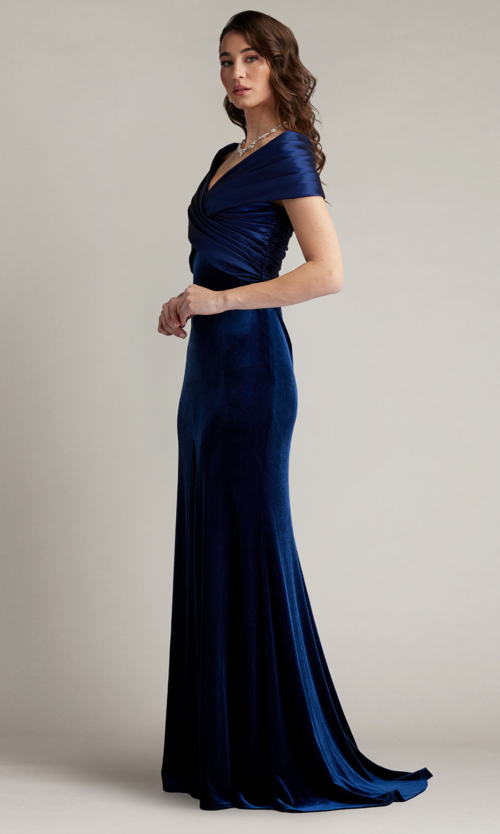 Tadashi Shoji BAL24730L - Baxter Portrait Collar Off Shoulder Gown