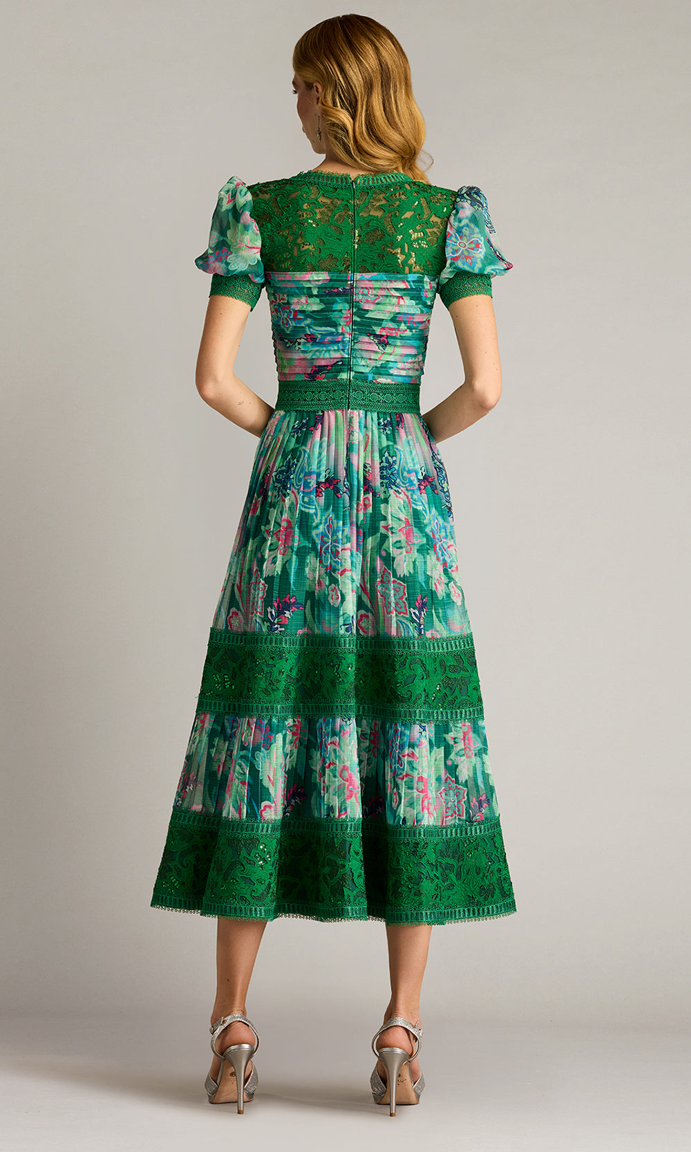 Tadashi Shoji CHP25198MD - V-Neckline Ambria Floral Print Midi Dress