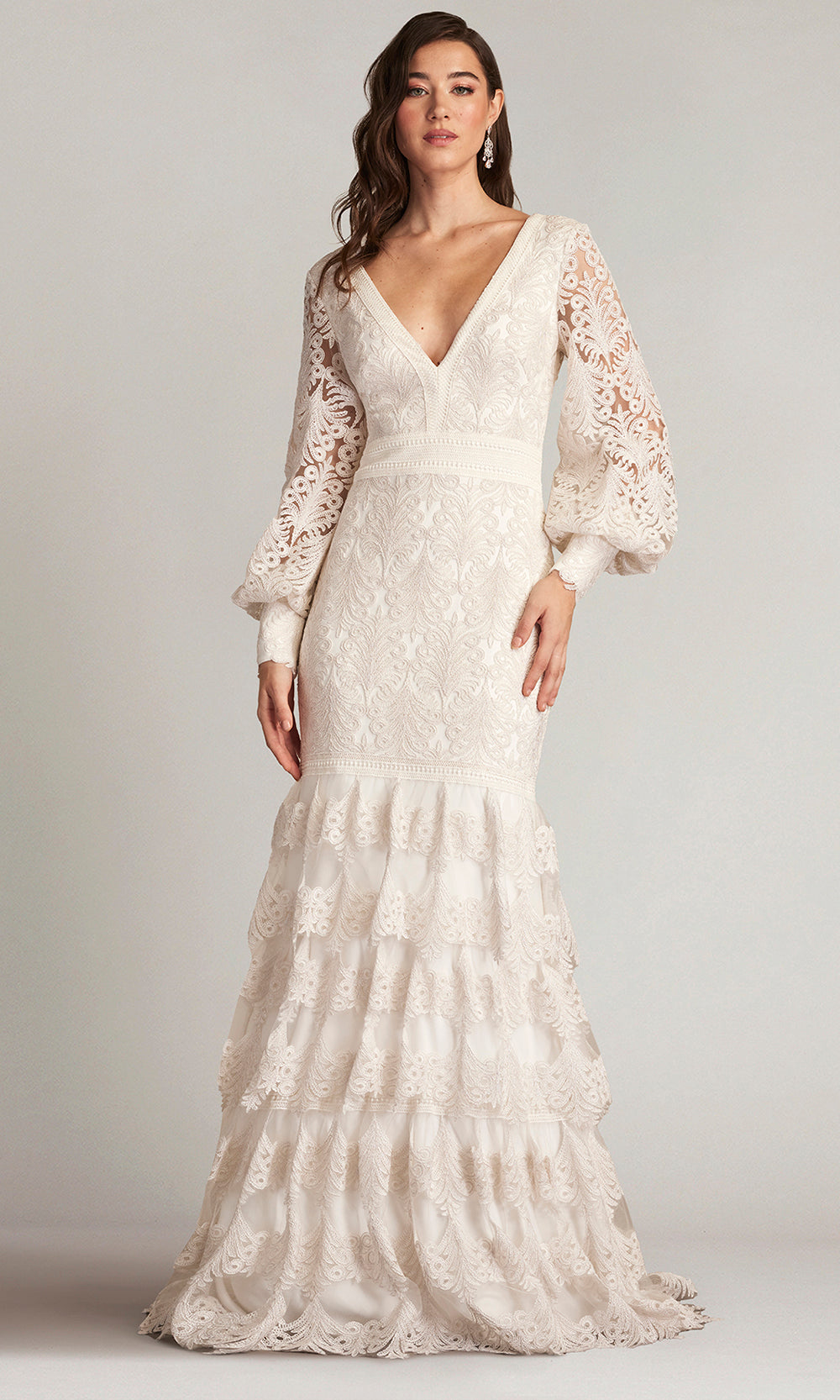 Tadashi Shoji CDY24268L - Bishop Sleeve Aponi Tiered Embroidered Gown
