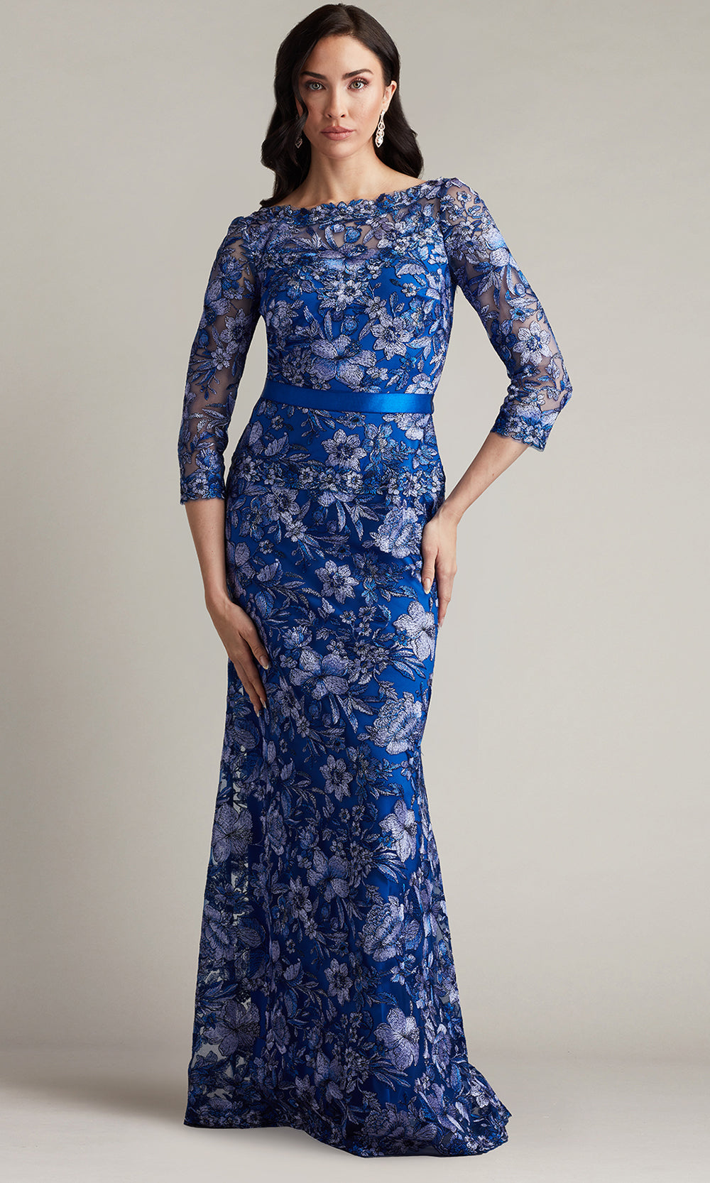 Tadashi Shoji CGV24130L - Fulcher Embroidered Illusion Evening Gown