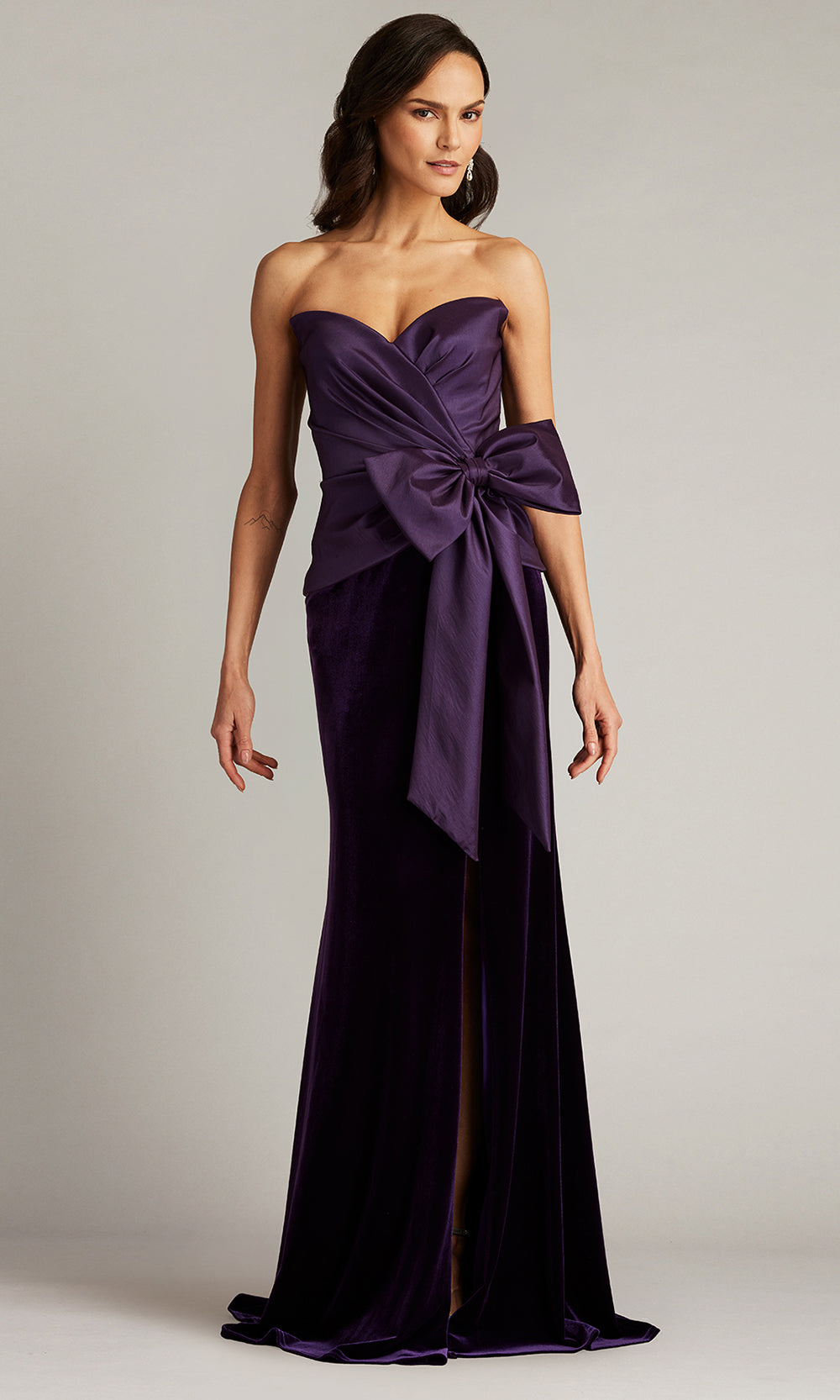 Tadashi Shoji BAL24744L - Nimue Strapless Draped Bow Gown with Slit