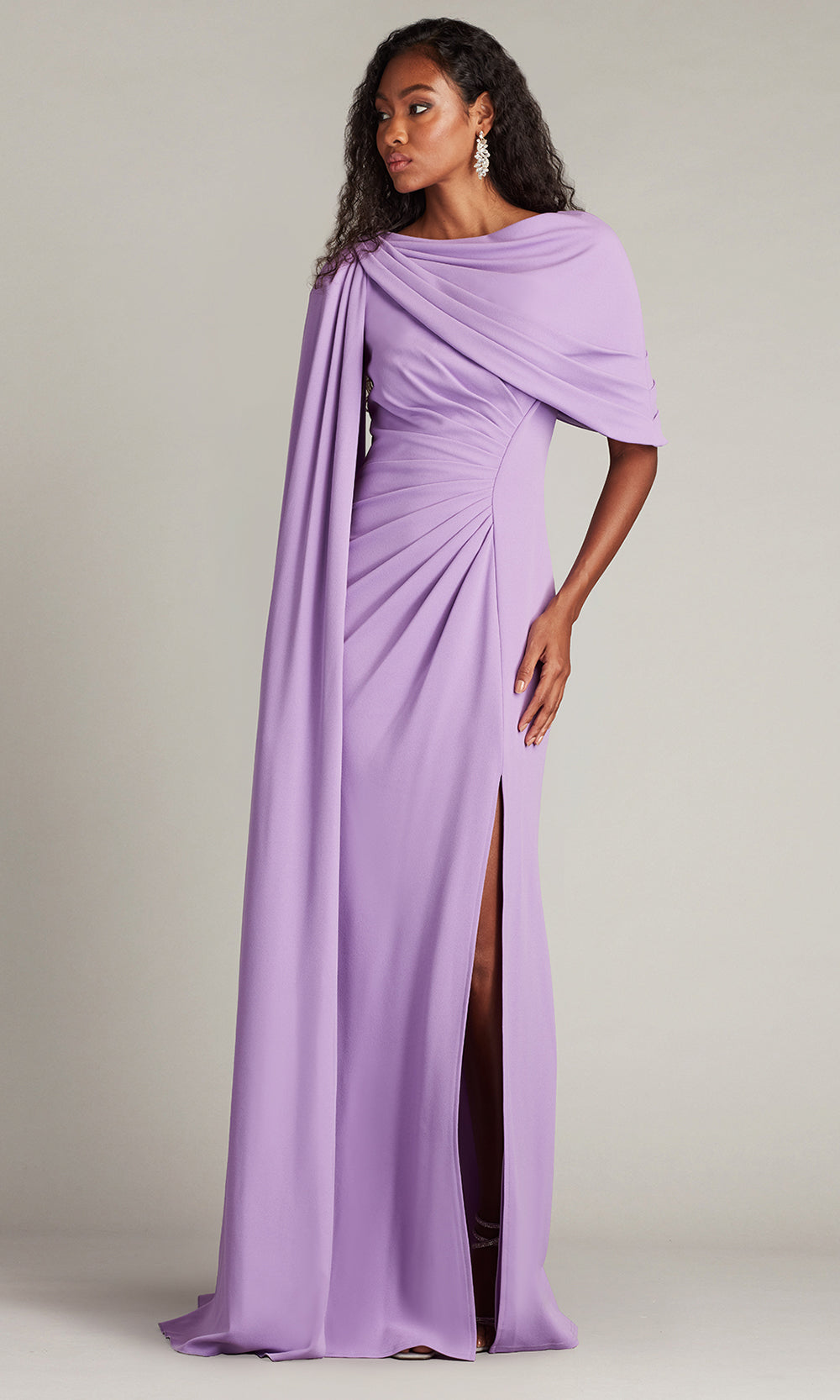 Tadashi Shoji BOS25345L - Acadia Shawl Draped Evening Gown