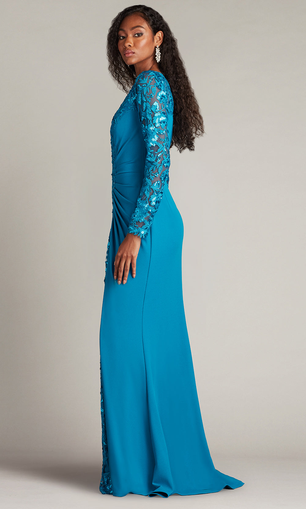 Tadashi Shoji CHS25372L - Whitley Sequin Embroidered Sheath Gown