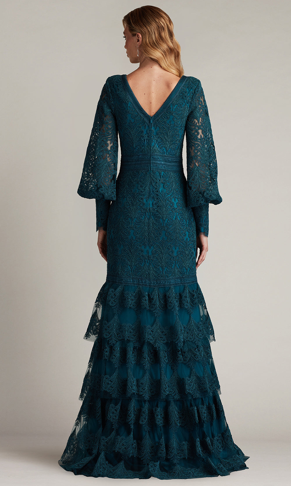 Tadashi Shoji CDY24268L - Bishop Sleeve Aponi Tiered Embroidered Gown