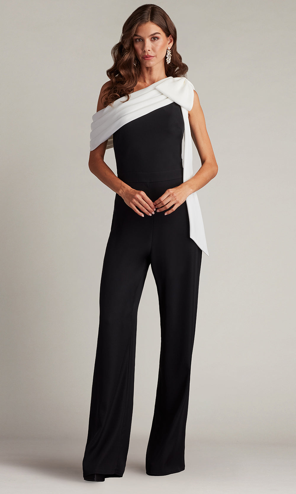 Tadashi Shoji BOS18371Y - Sancia Bow-Shoulder Asymmetric Jumpsuit