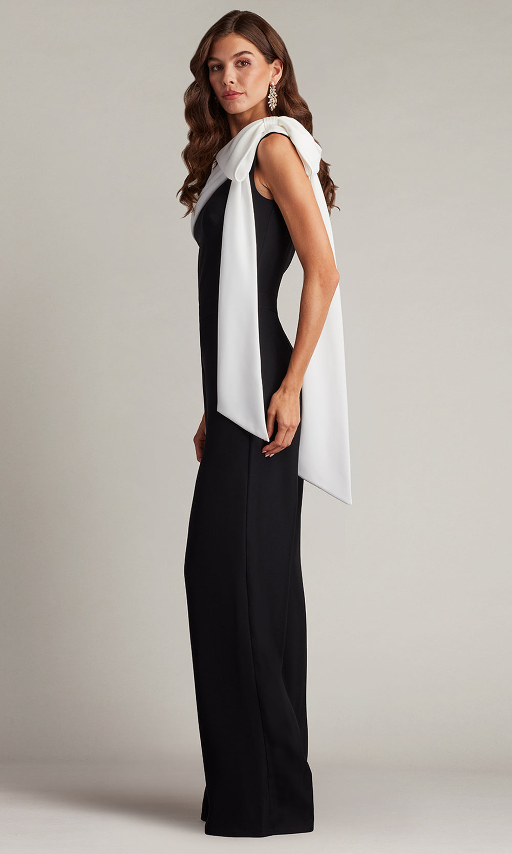 Tadashi Shoji BOS18371Y - Sancia Bow-Shoulder Asymmetric Jumpsuit