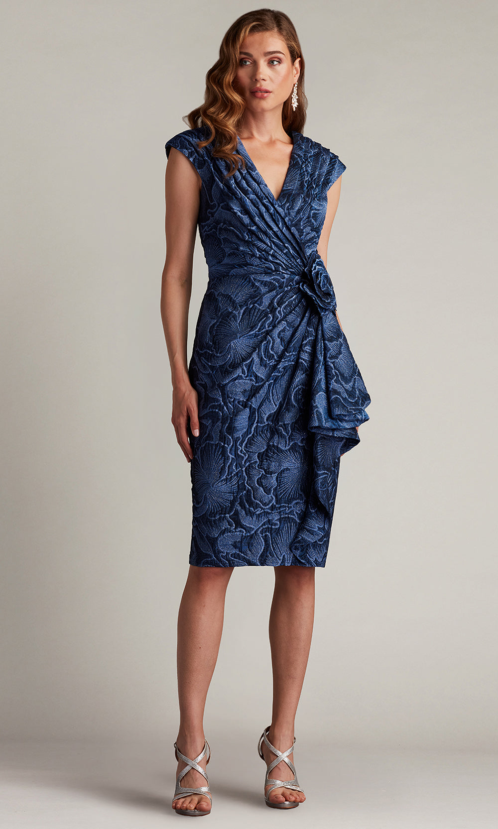 Tadashi Shoji CHN25180M - V-Neckline Emery Floral Jacquard Dress