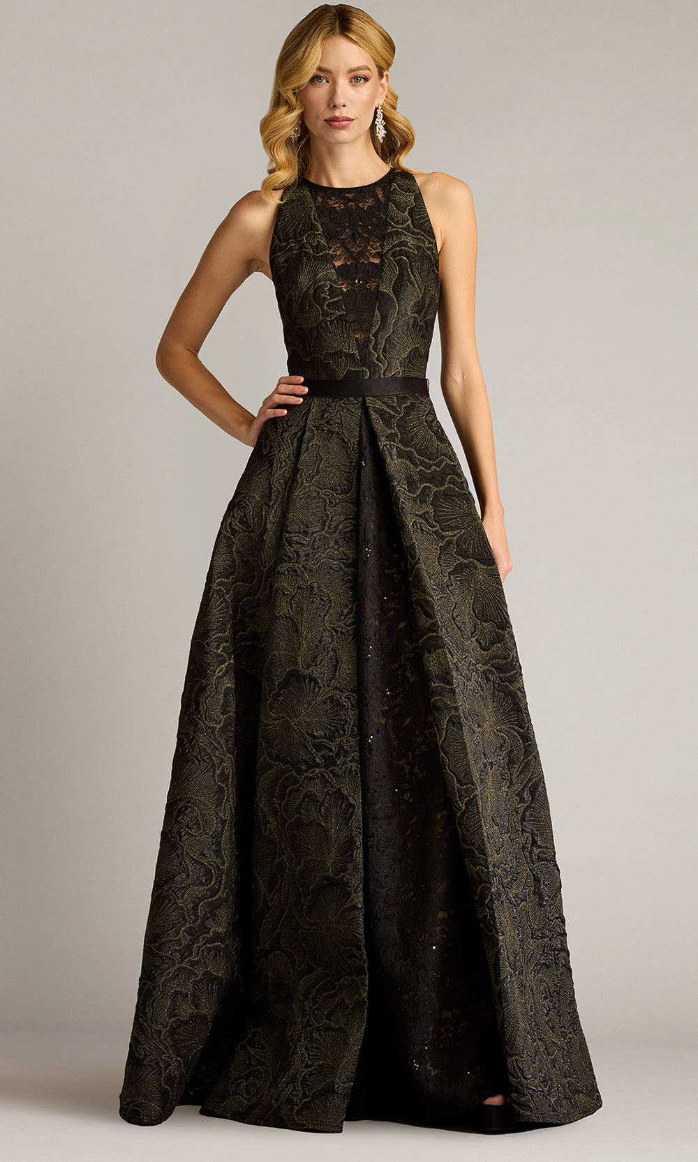 Tadashi Shoji CHN25172L - Darana Floral Jacquard Sleeveless Evening Gown