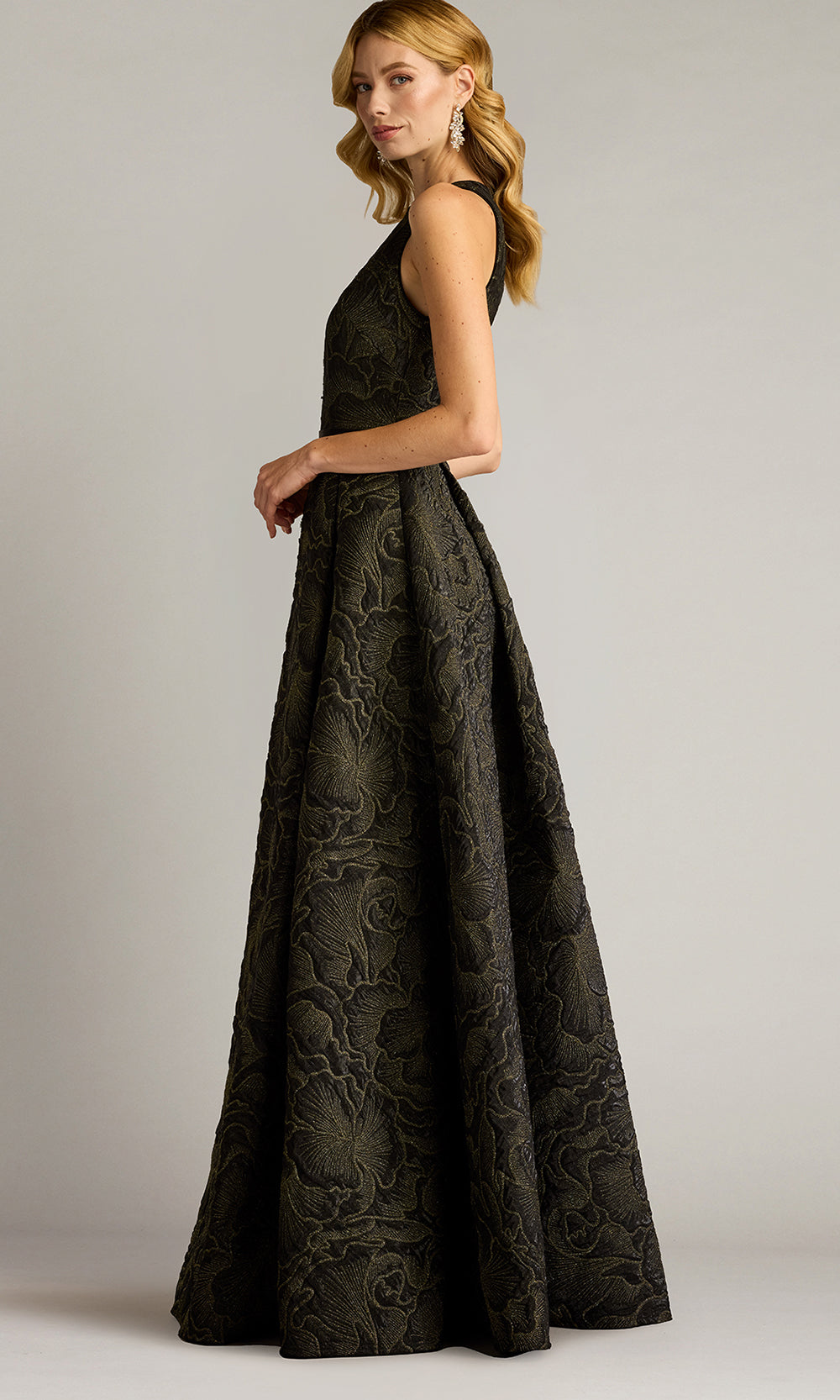 Tadashi Shoji CHN25172L - Darana Floral Jacquard Sleeveless Evening Gown