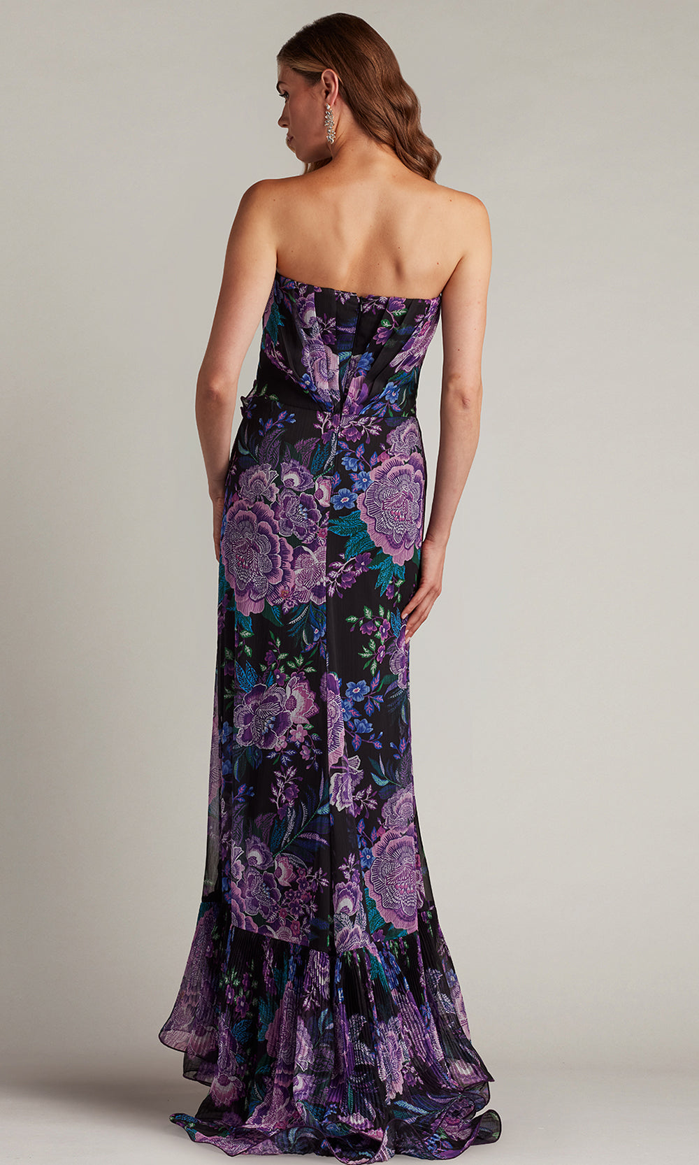 Tadashi Shoji CHW24386L - Strapless Morwenna Floral Print Ruffle Gown