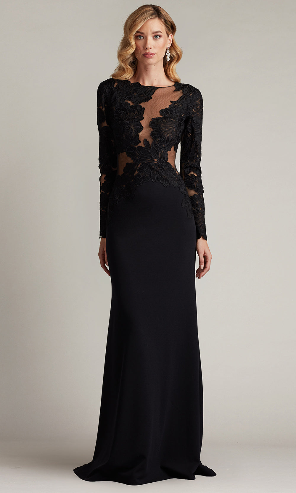 Tadashi Shoji CHG24916L - Caselle Embroidered Illusion Bodice Sheath Gown