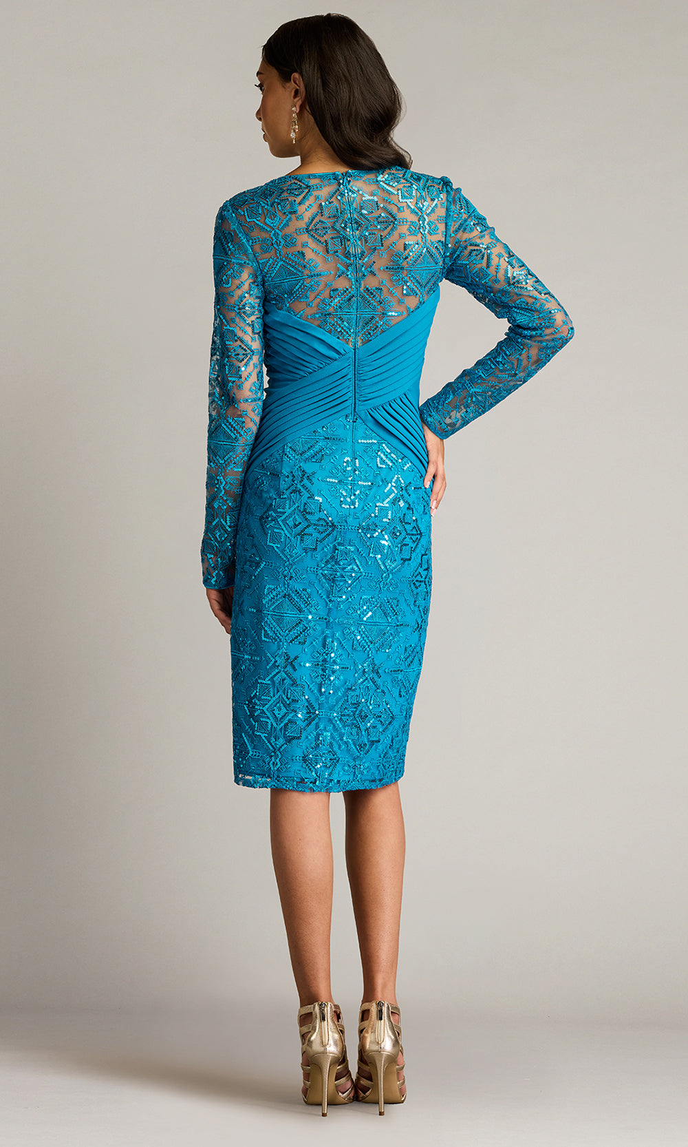 Tadashi Shoji CHM25117M - Knee-Length Coates Sequin Embroidered Dress