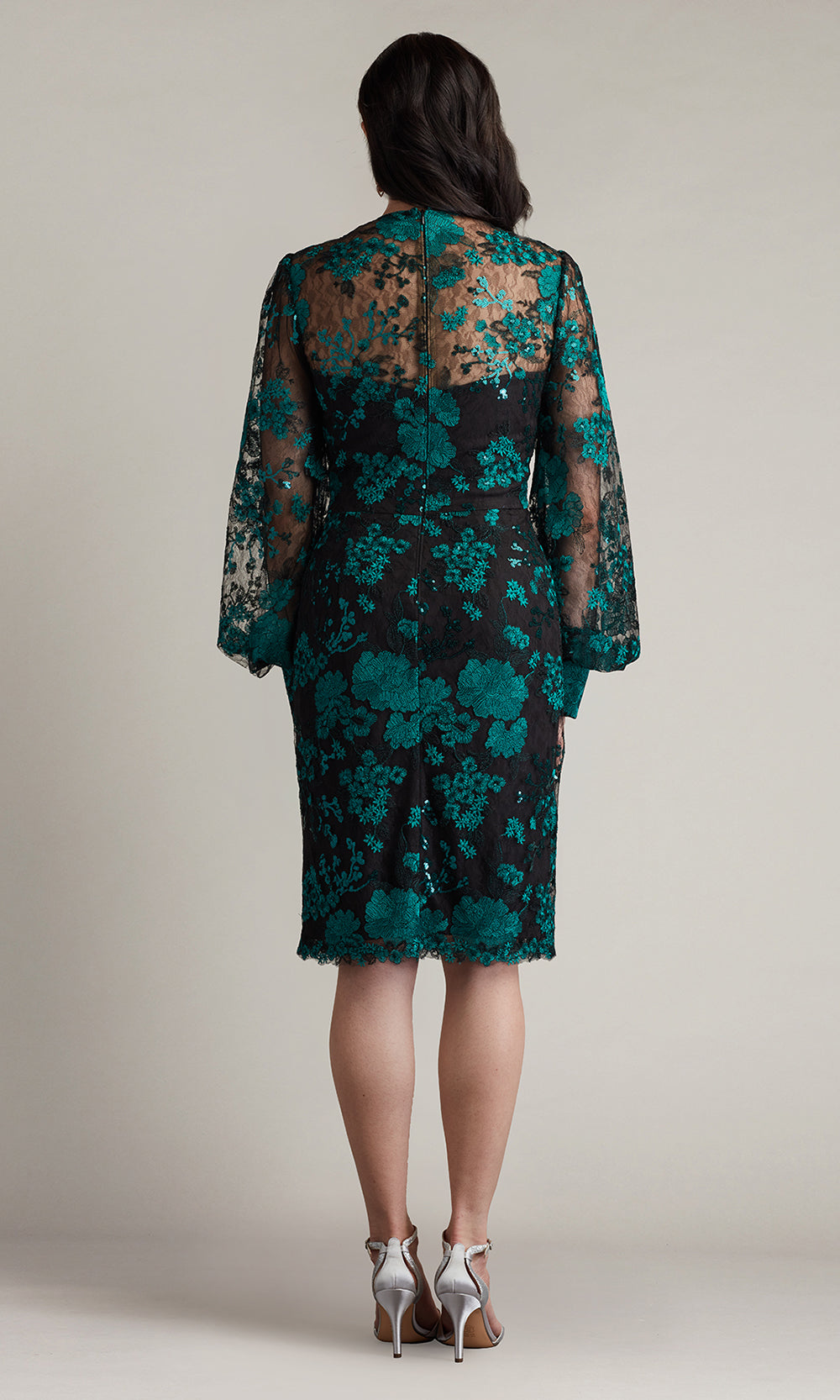 Tadashi Shoji CGU24900M - Sheer Sleeve Embroidered Fitted Dress