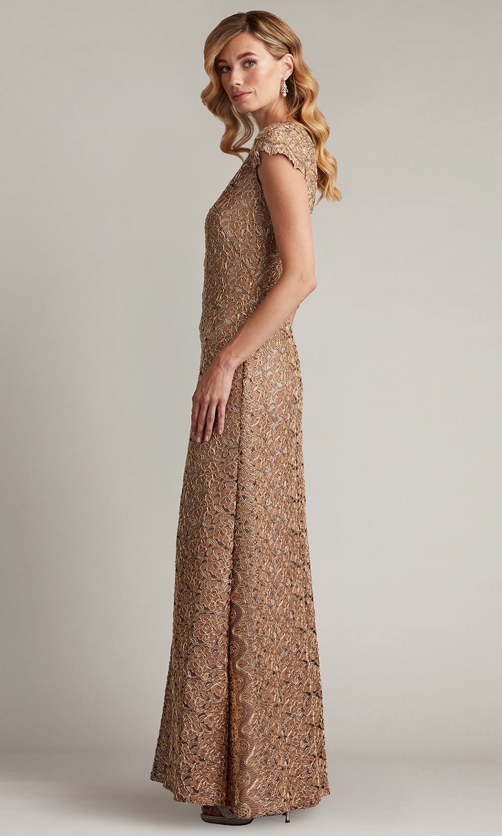 Tadashi Shoji CFJ24364L - Etters Scalloped Illusion Evening Gown