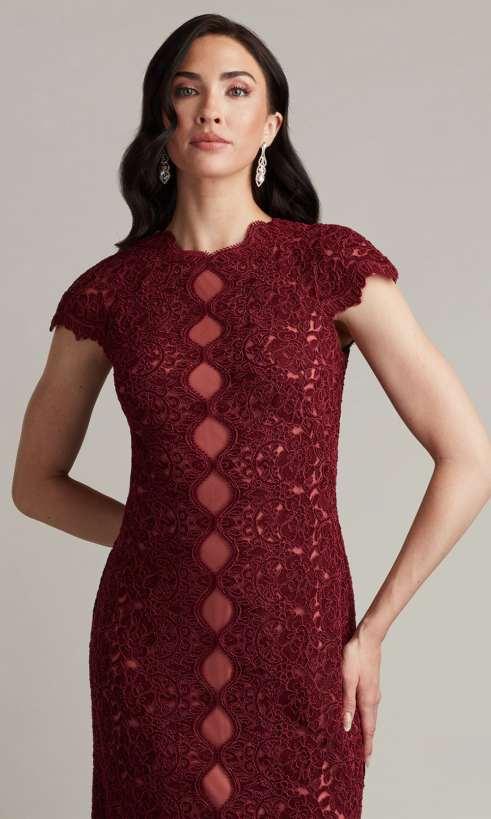 Tadashi Shoji CFJ24364L - Etters Scalloped Illusion Evening Gown