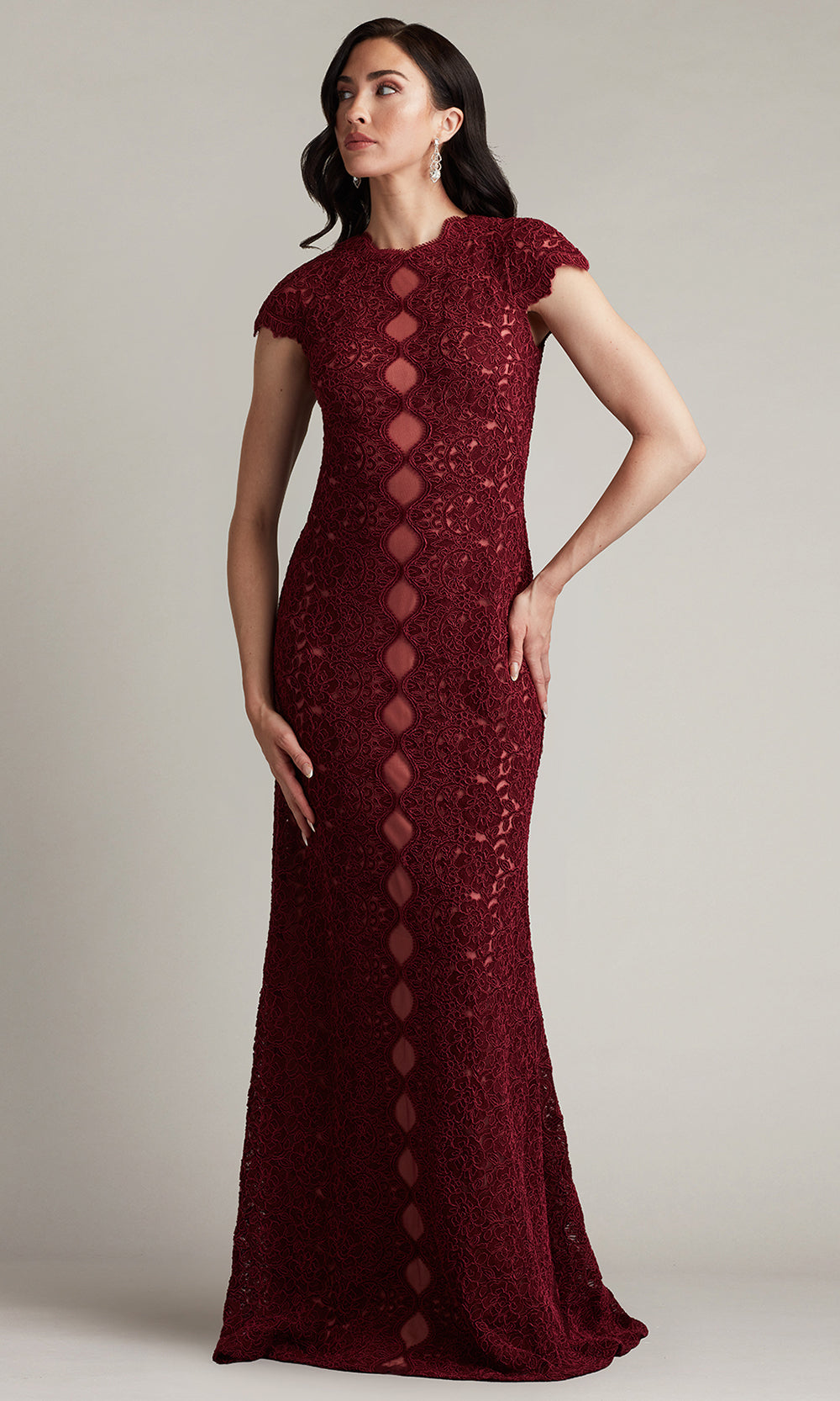 Tadashi Shoji CFJ24364L - Etters Scalloped Illusion Evening Gown