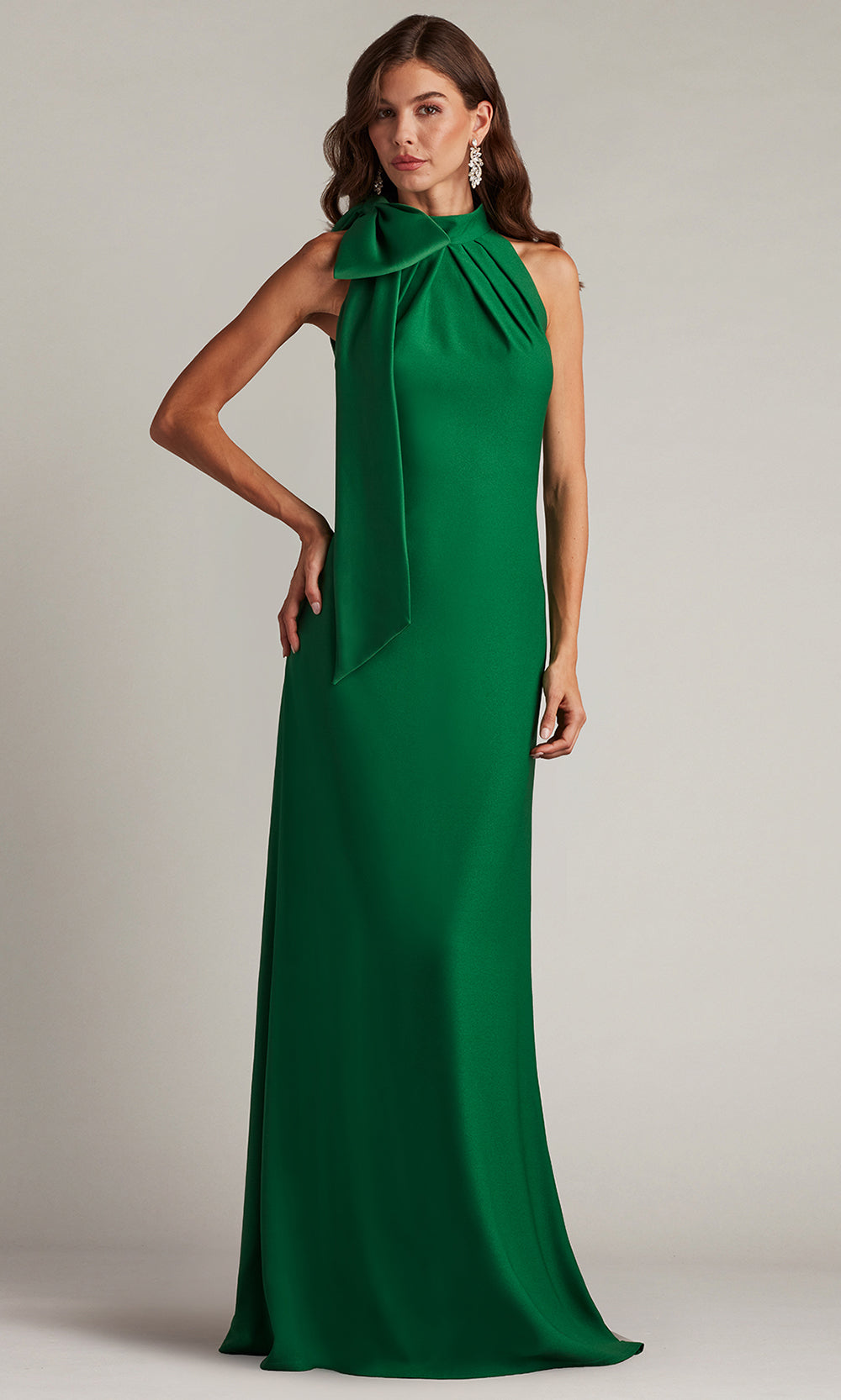 Tadashi Shoji BOS23521L - Sims Shoulder Bow Halter Sheath Gown
