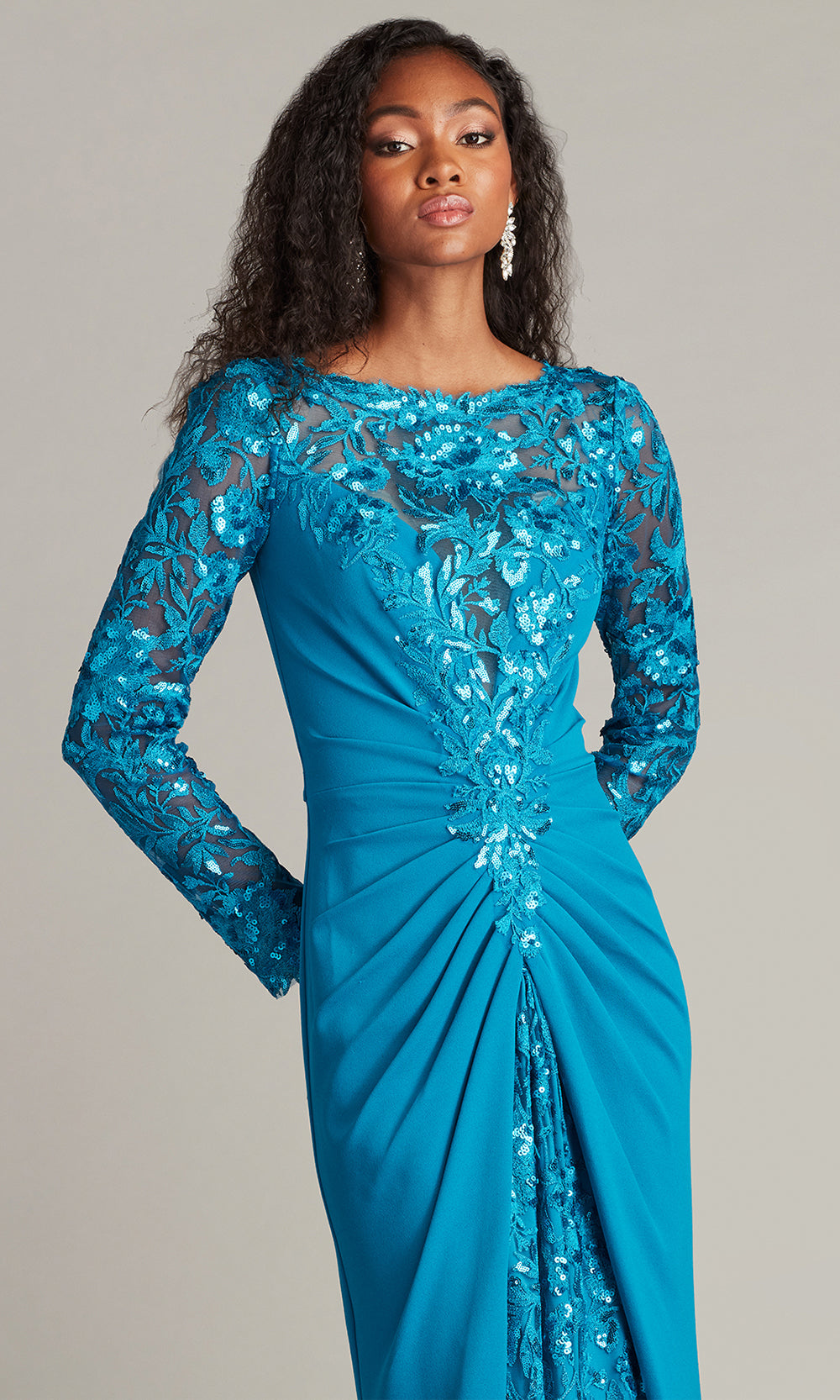 Tadashi Shoji CHS25372L - Whitley Sequin Embroidered Sheath Gown